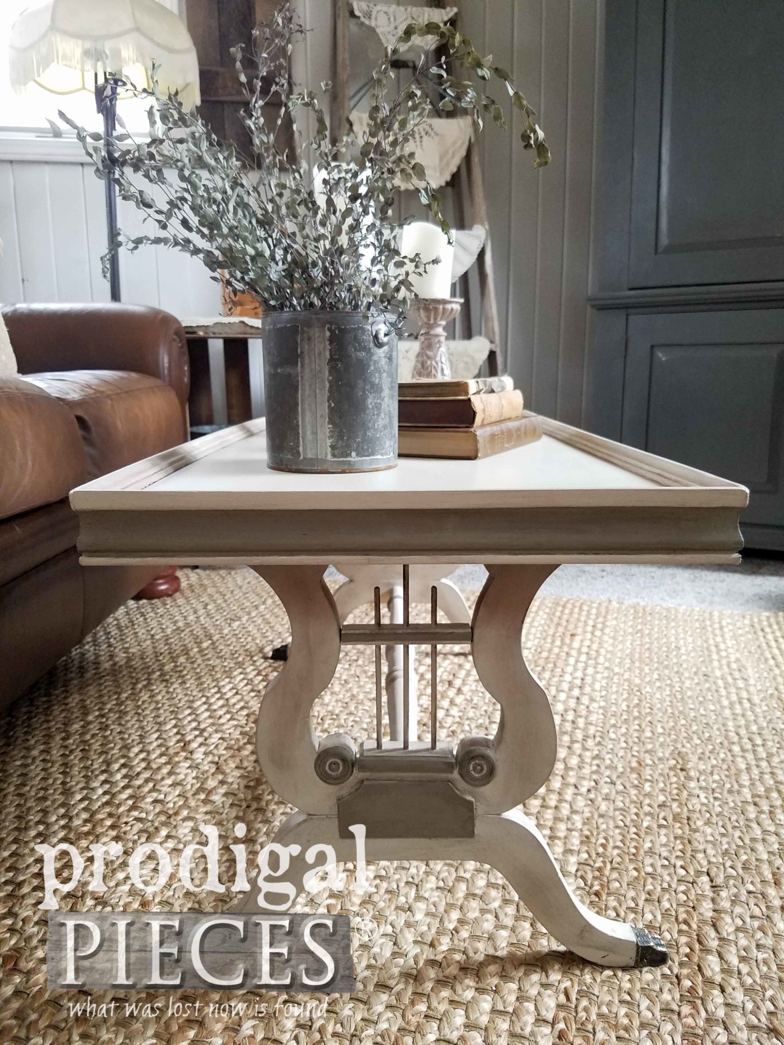 Restored Antique Lyre Coffee Table with Claw Feet by Larissa of Prodigal Pieces | prodigalpieces.com