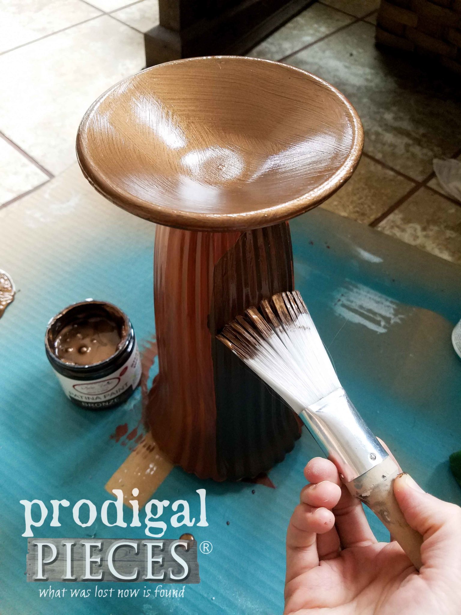 Painting with Patina Paint and Zibra Fan Brush | prodigalpieces.com