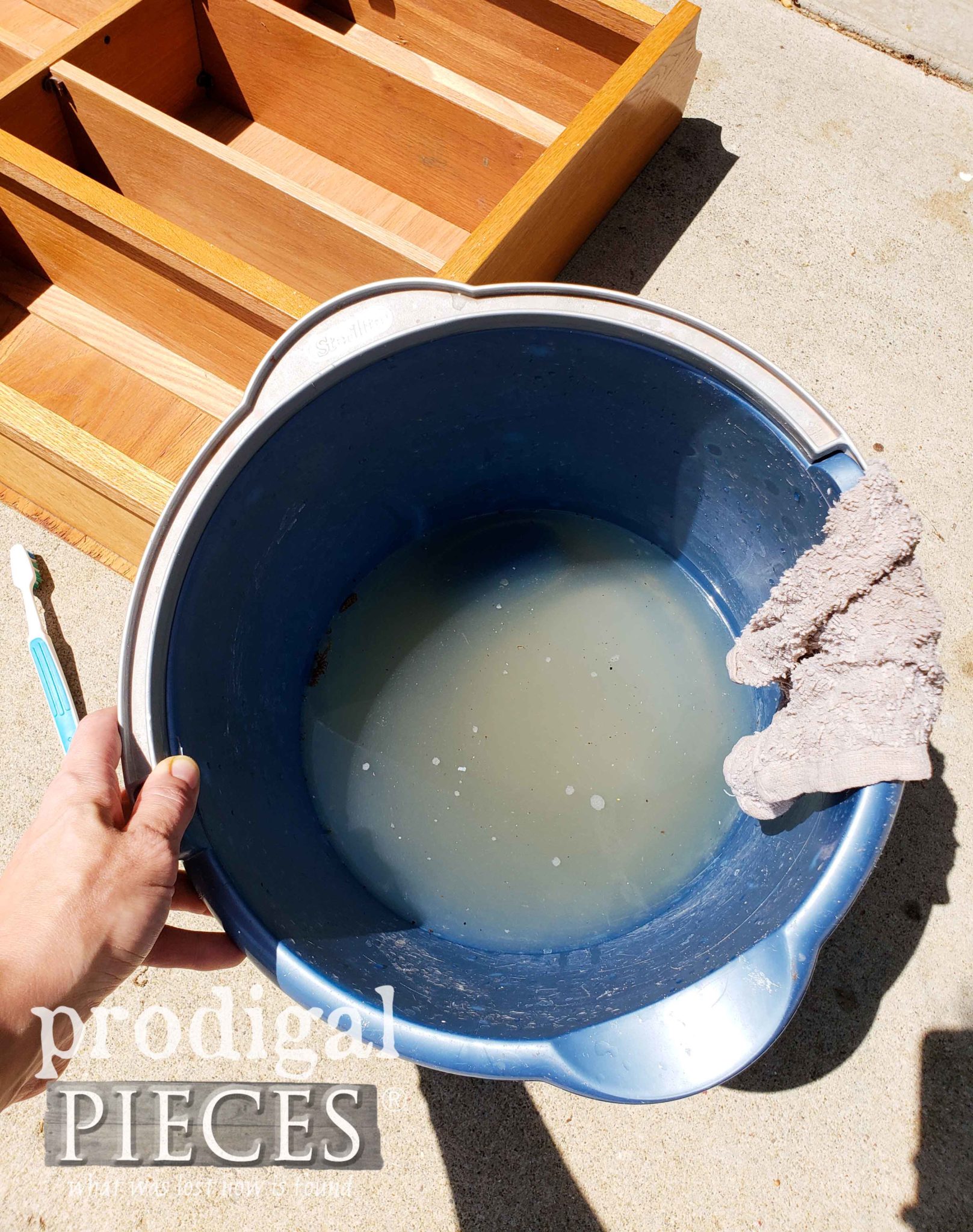 Dirty Water Bucket after Cleaning | prodigalpieces.com