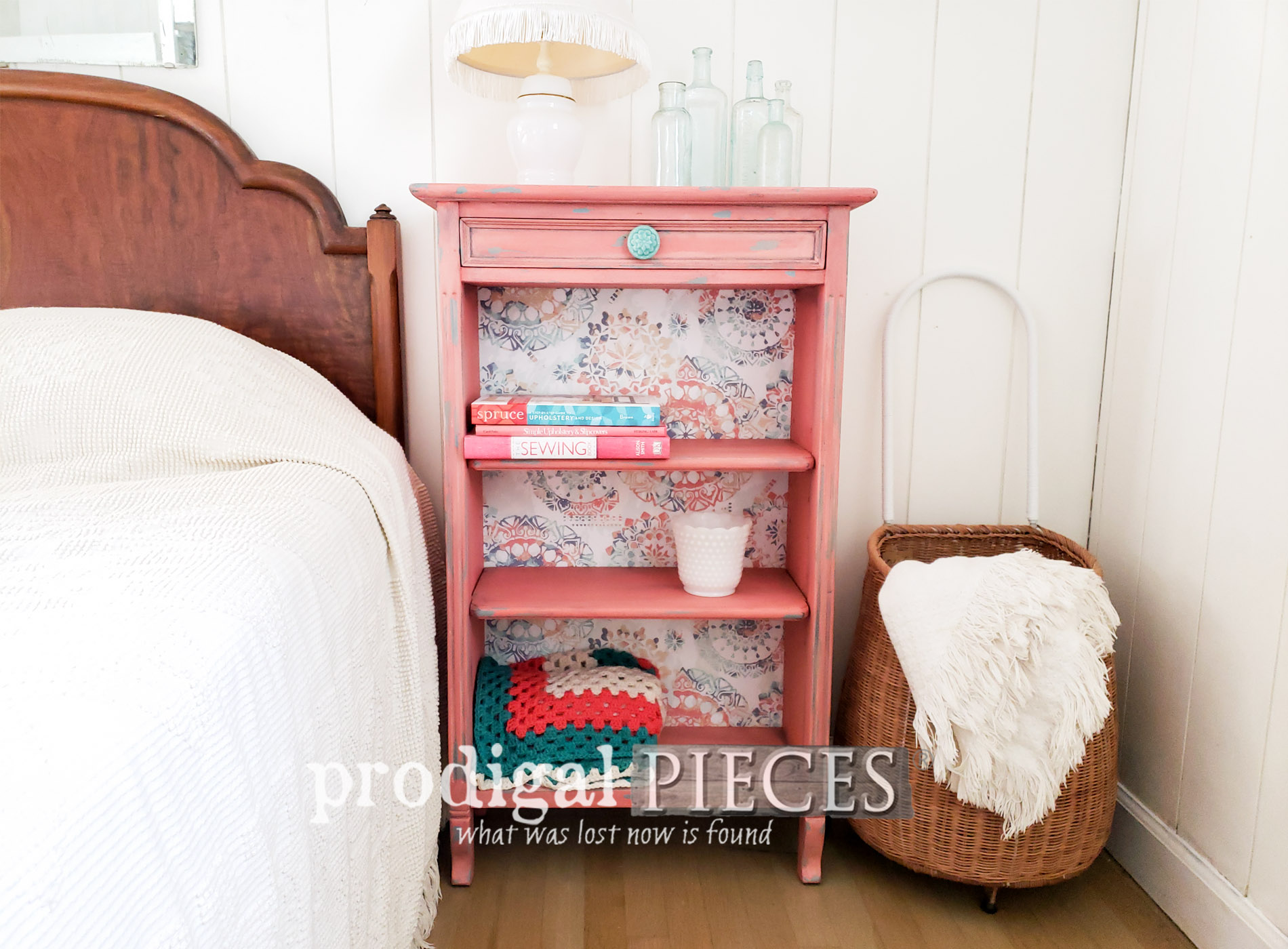 Featured Updated Bookcase with Paint and Paper by Larissa of Prodigal Pieces | prodigalpieces.com