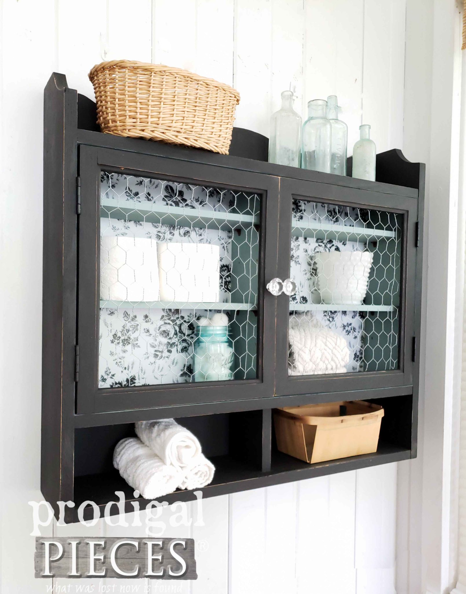 French Country Farmhouse Medicine Cabinet in Black by Larissa of Prodigal Pieces | prodigalpieces.com