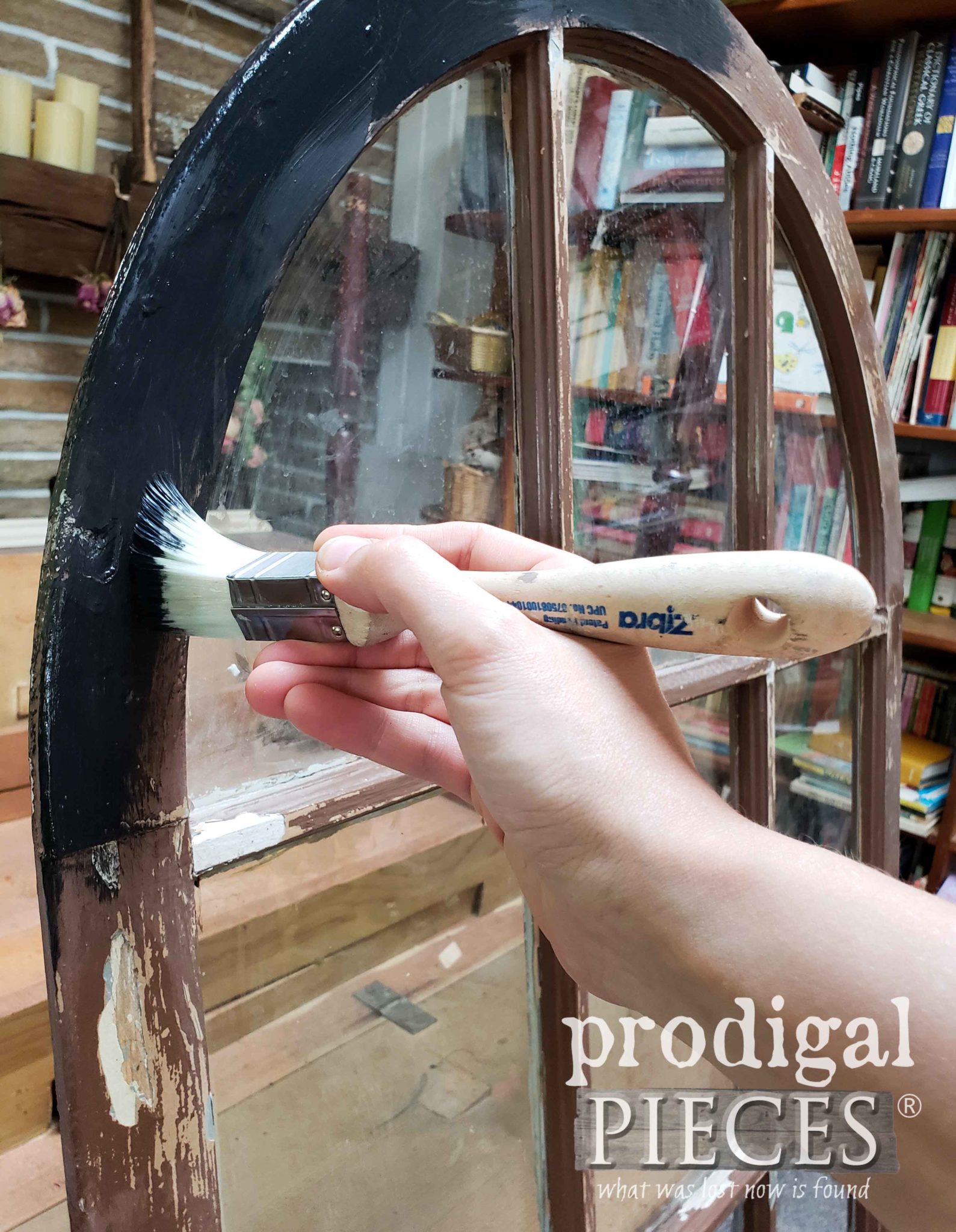 Painting Arched Window with Zibra Square Paint Brush | prodigalpieces.com