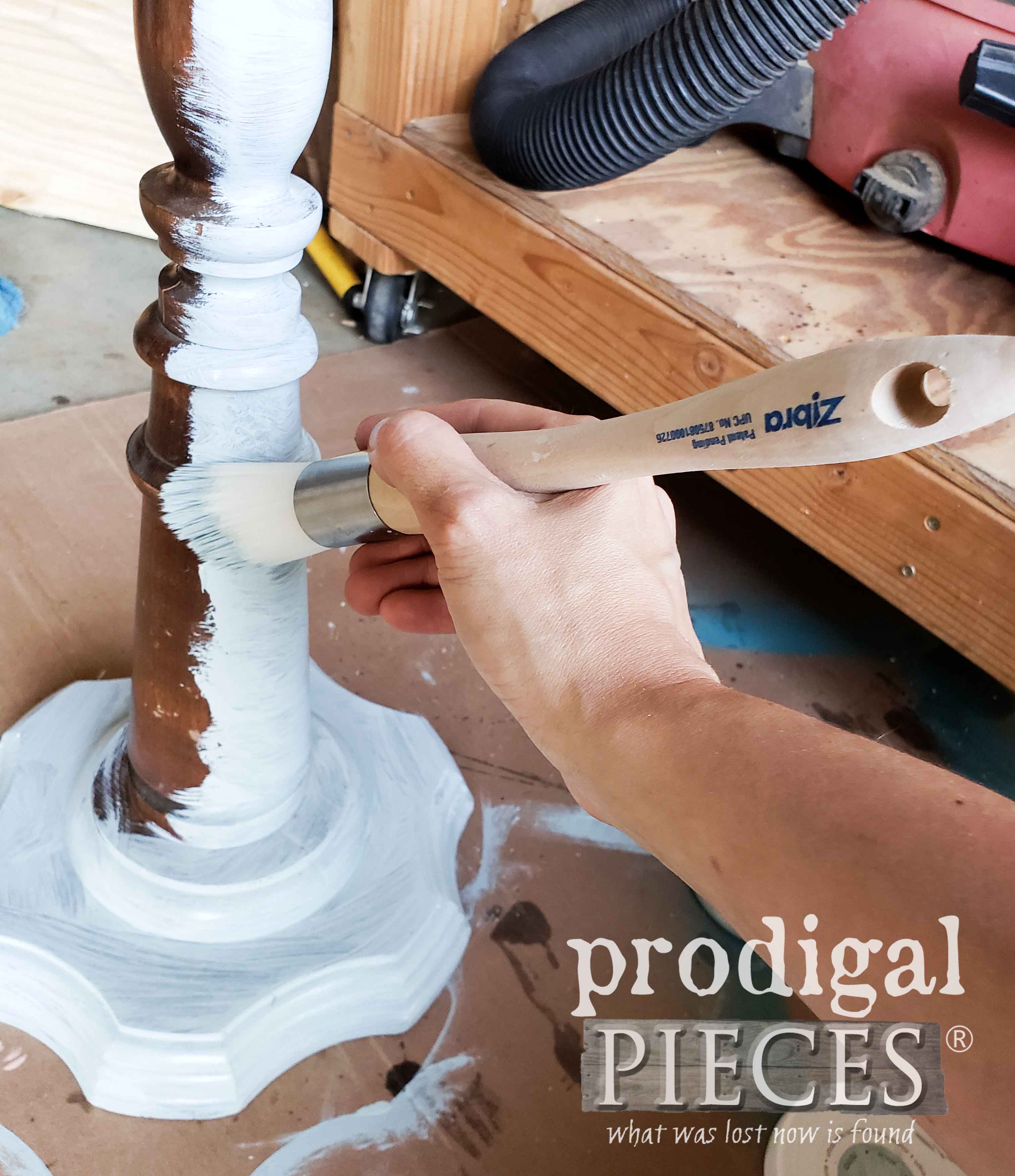 Painting Plant Stand with Zibra Round Paint Brush by Prodigal Pieces | prodigalpieces.com