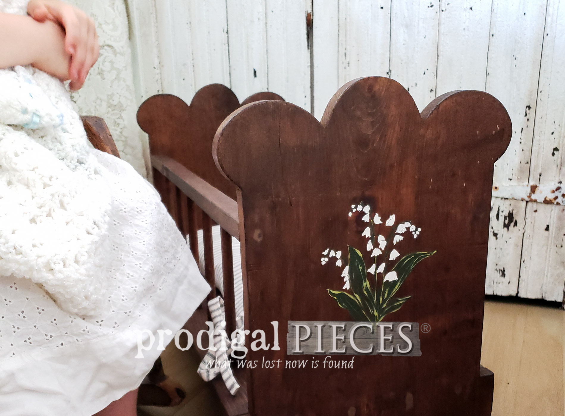 Featured Wooden Doll Cradle Given Farmhouse Style | prodigalpieces.com