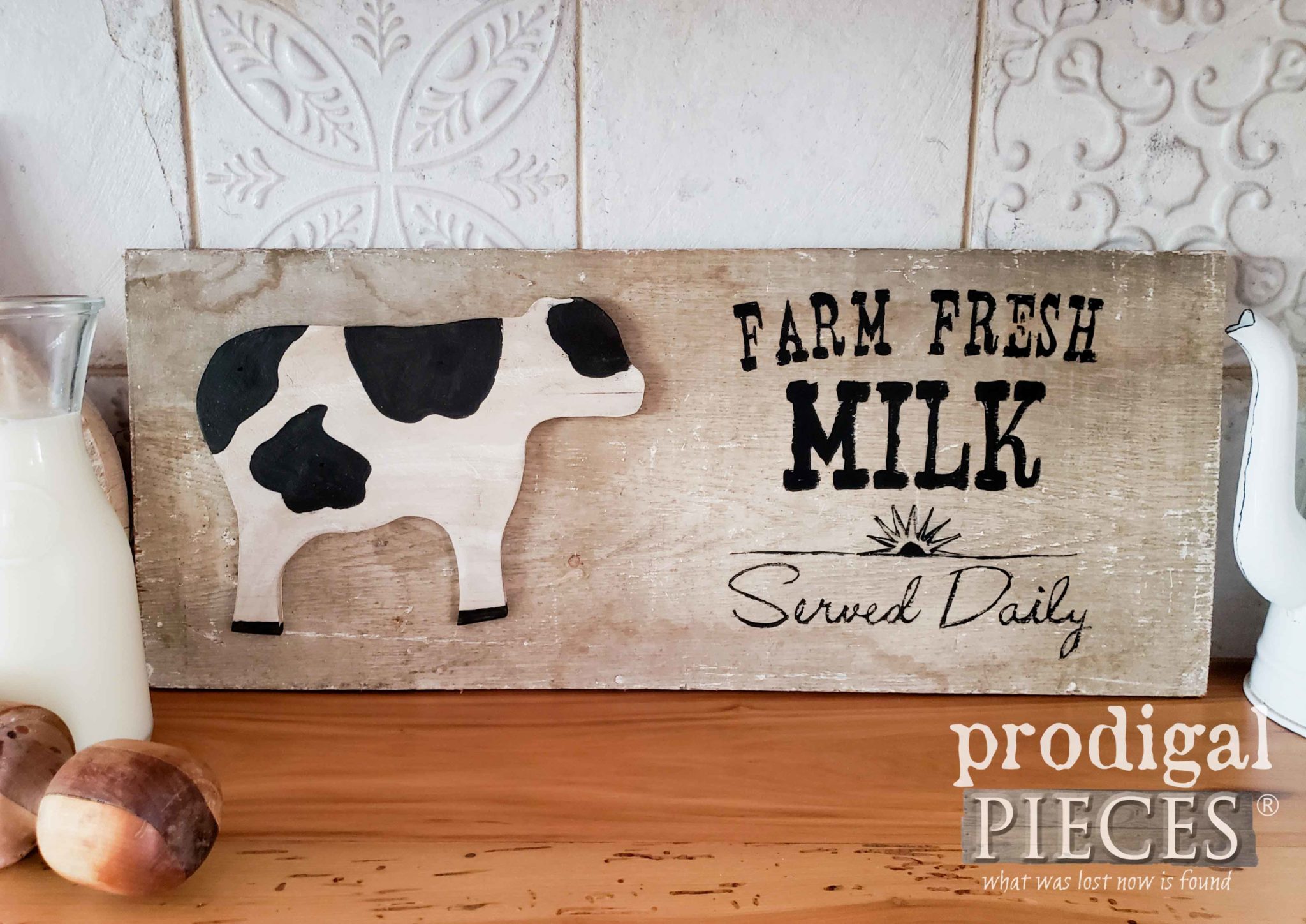 Farmhouse Style Reclaimed Barn Wood Milk Sign by Larissa of Prodigal Pieces | prodigalpieces.com