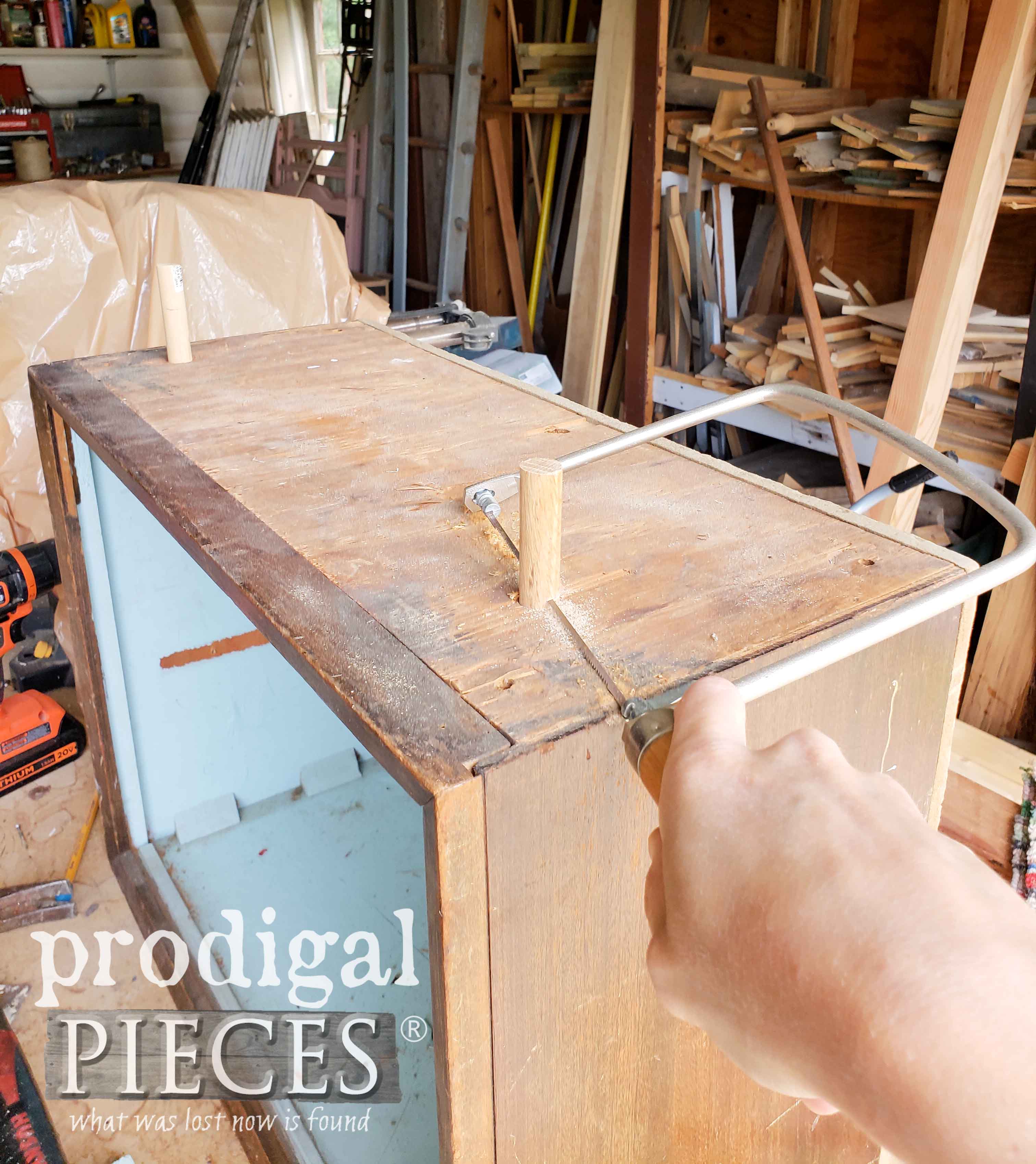 Cutting Dowel with Coping Saw | prodigalpieces.com