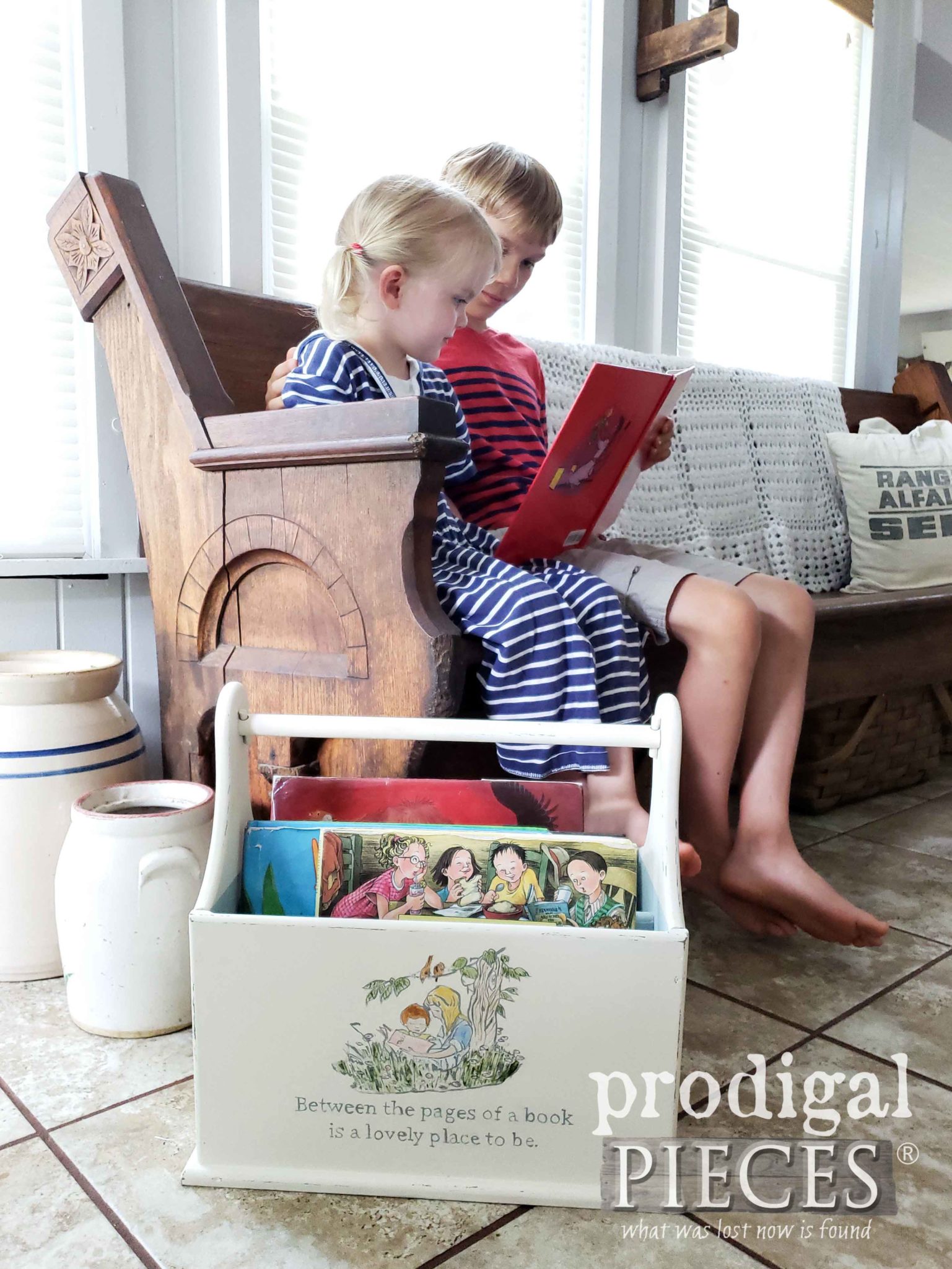 DIY Book Caddy to encourage young readers | Reading a book is fun! | prodigalpieces.com