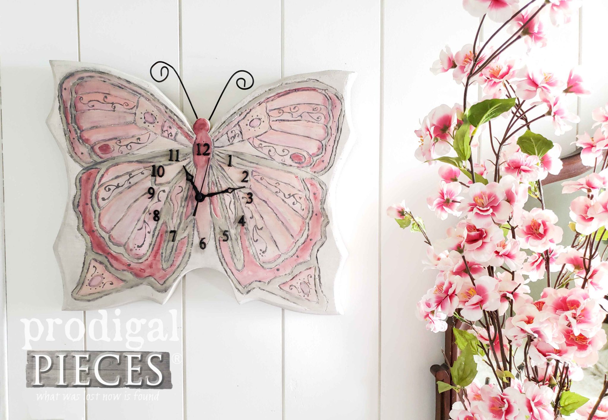 Hand-Painted Wooden Butterfly Wall Clock by Larissa of Prodigal Pieces | prodigalpieces.com