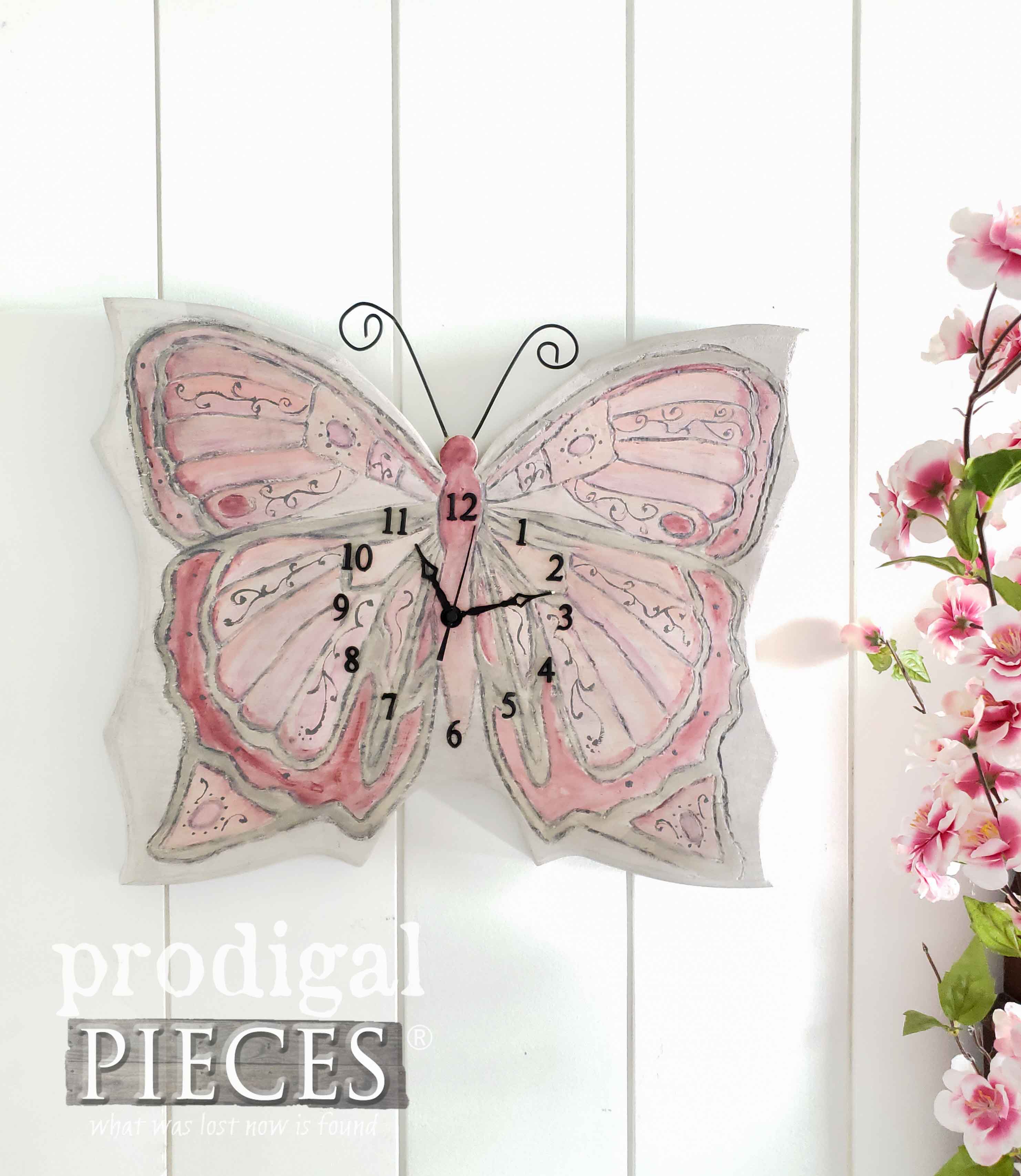 Upcycled Handmade Wall Clock made into Butterfly Wall Art by Larissa of Prodigal Pieces | prodigalpieces.com