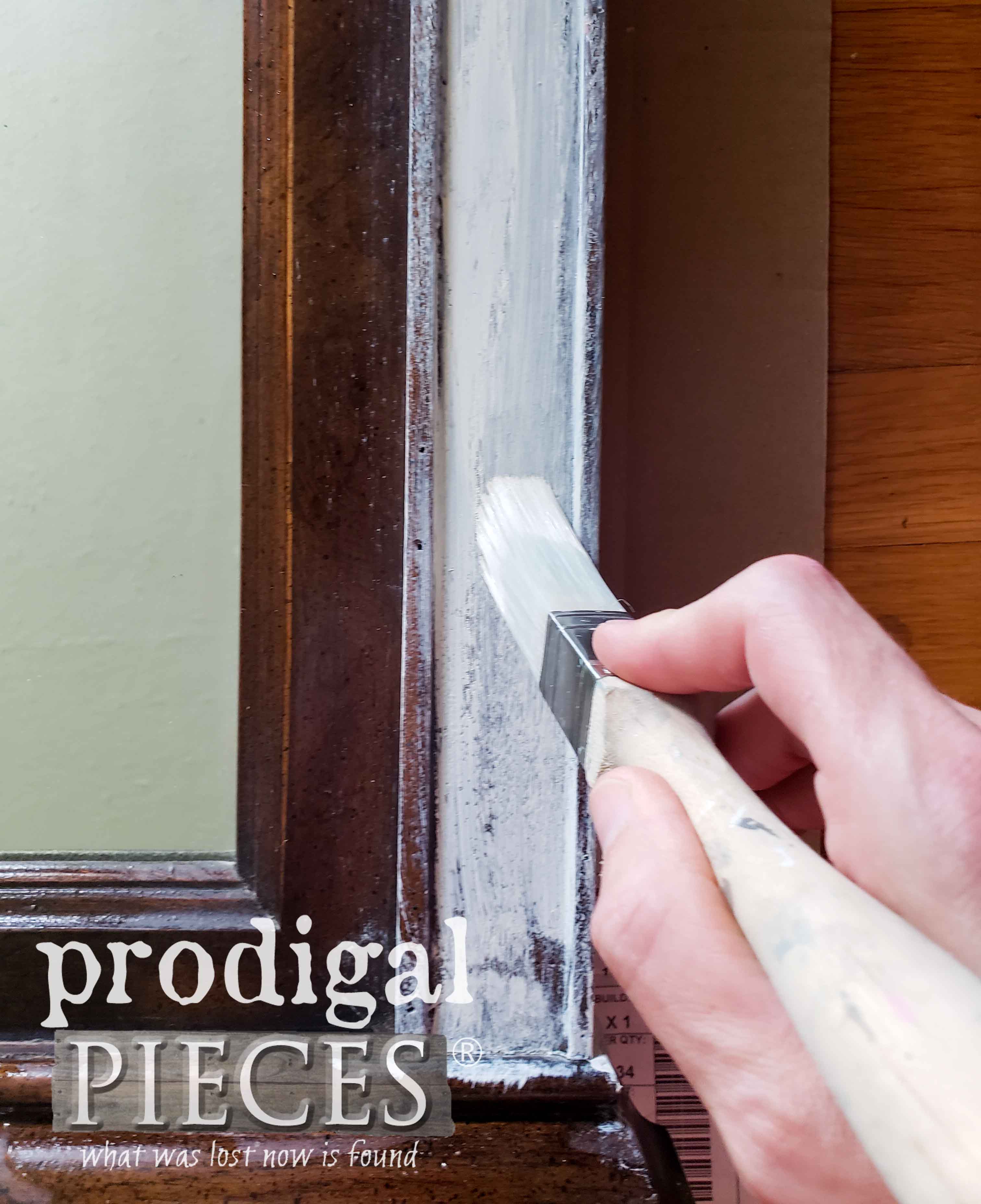 Painting Upcycled Dresser Mirror with Zibra Square Paint Brush | prodigalpieces.com