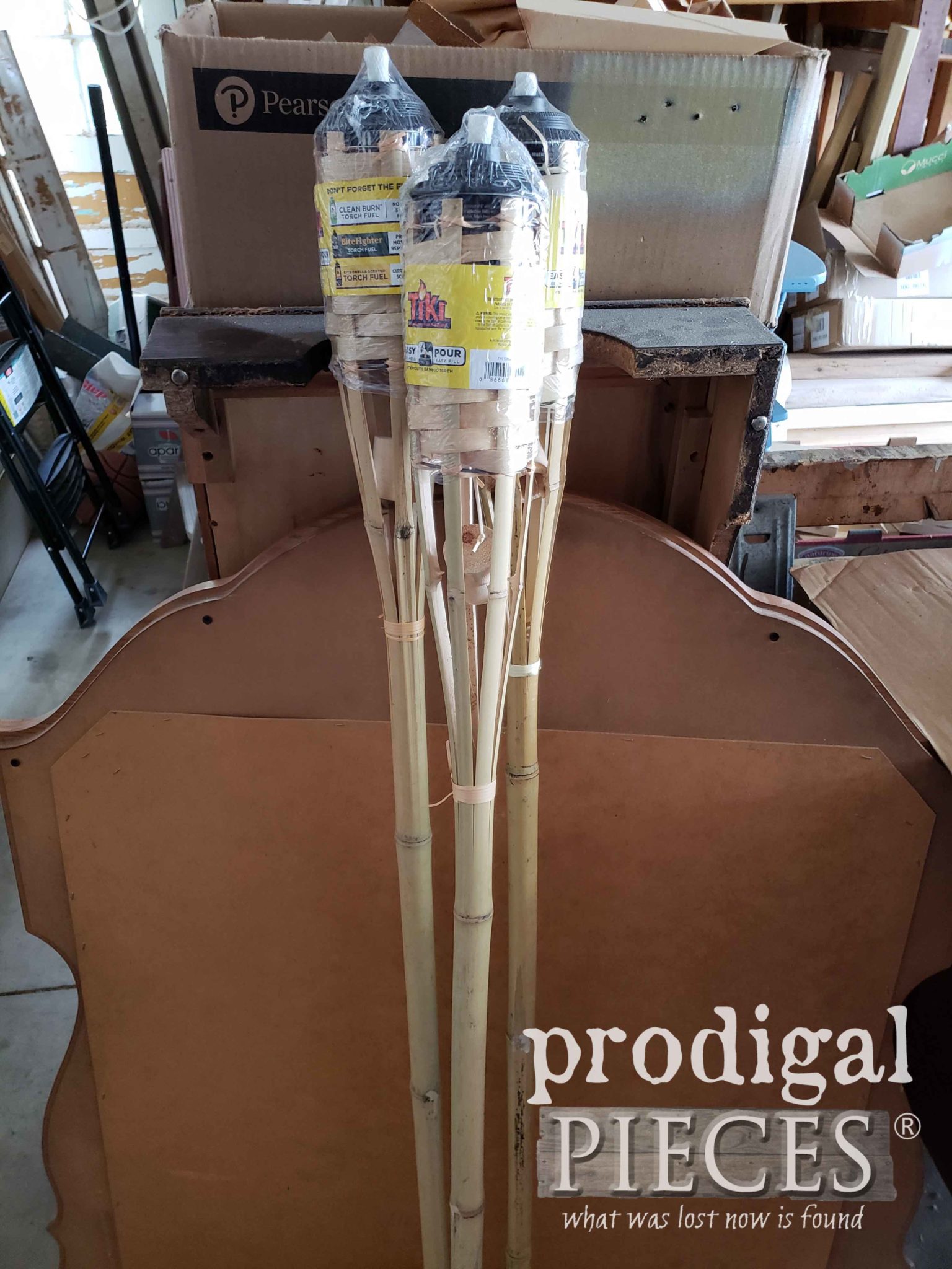 Bamboo Tiki Torches for Upcycled Plant Caddy Stand by Prodigal Pieces | prodigalpieces.com