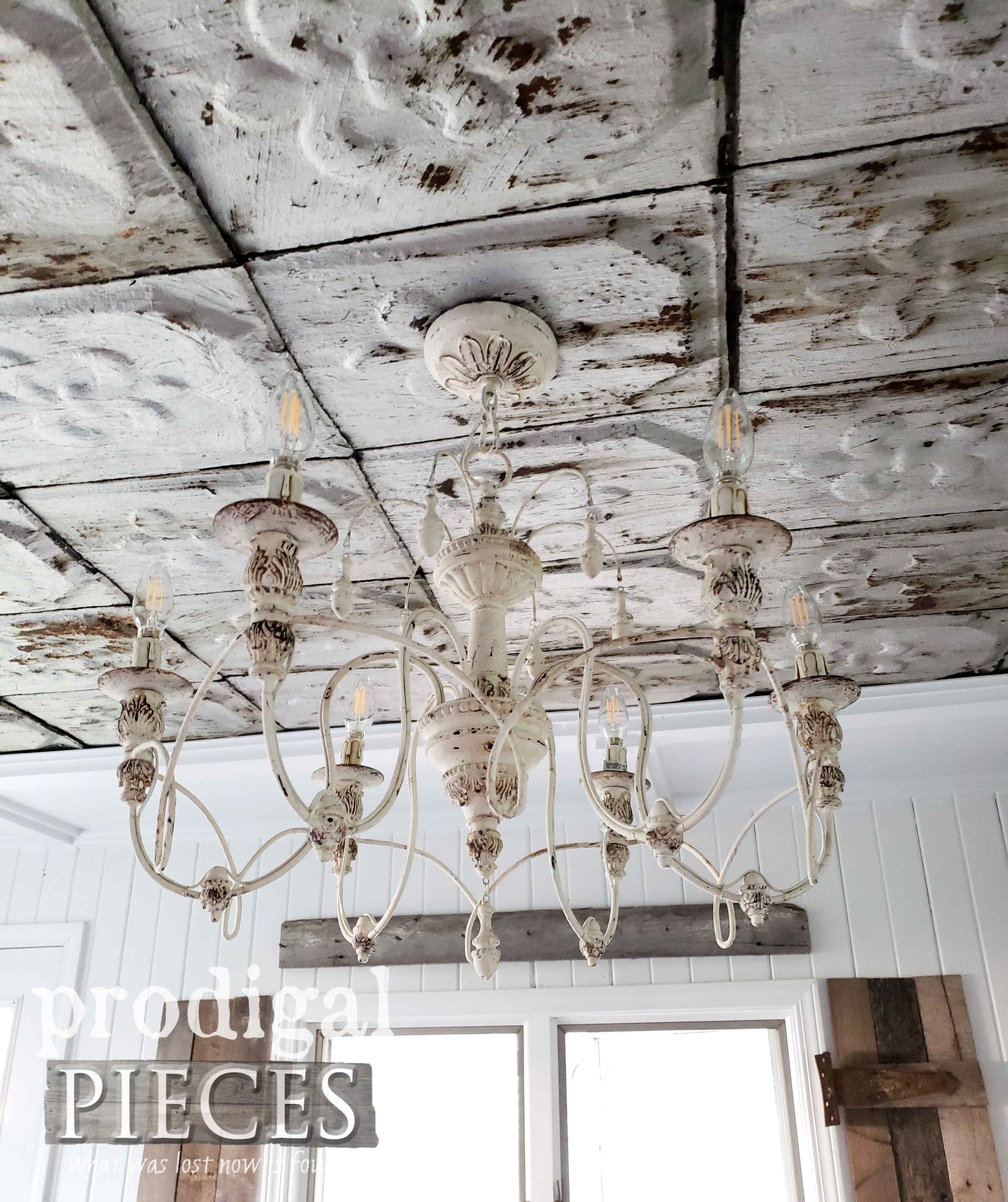 Absolutely Gorgeous Chandelier for Your Home Decor | DIY Coffered Ceiling | Farmhouse Cottage Shabby Chic Lighting by Prodigal Pieces | prodigalpieces.com
