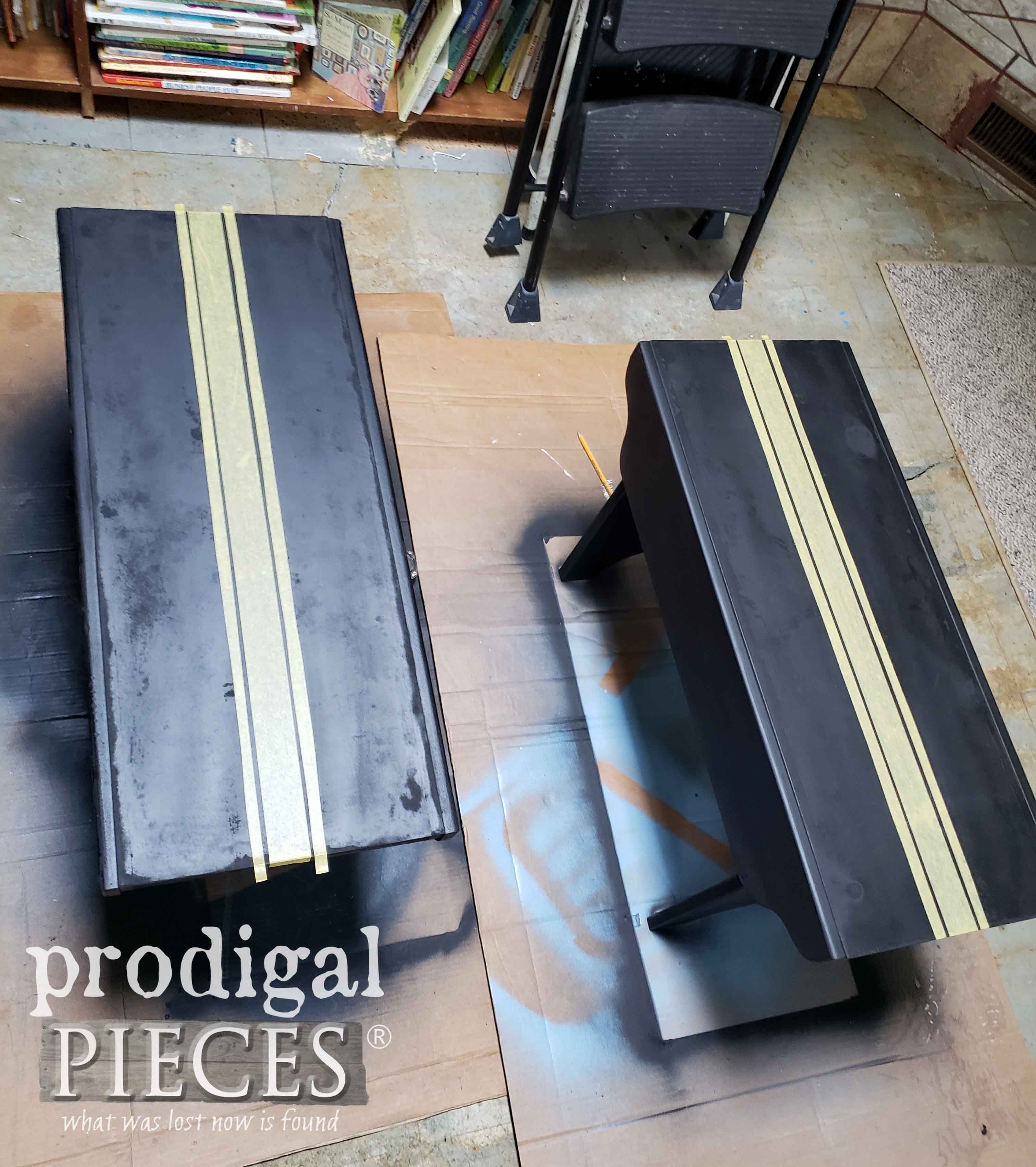 Black Farmhouse Benches Prepped for Paint by Prodigal Pieces | prodigalpieces.com