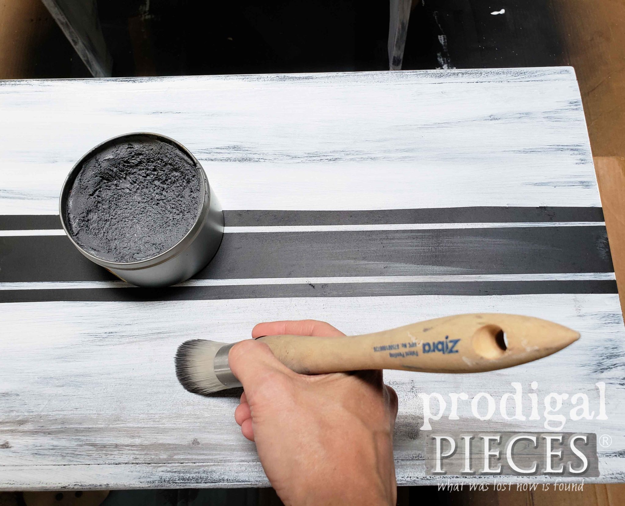 Waxing Farmhouse Benches with Gray Wax by Prodigal Pieces | prodigalpieces.com