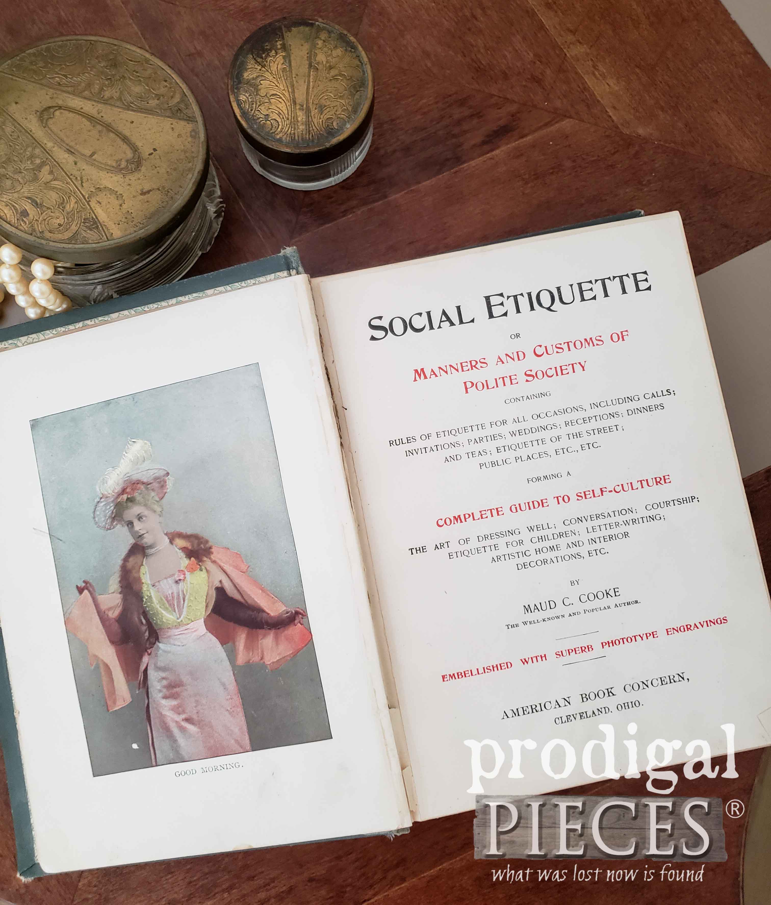 Beautiful Antique Book of Social Etiquette found in trash by Larissa of Prodigal Pieces | prodigalpieces.com
