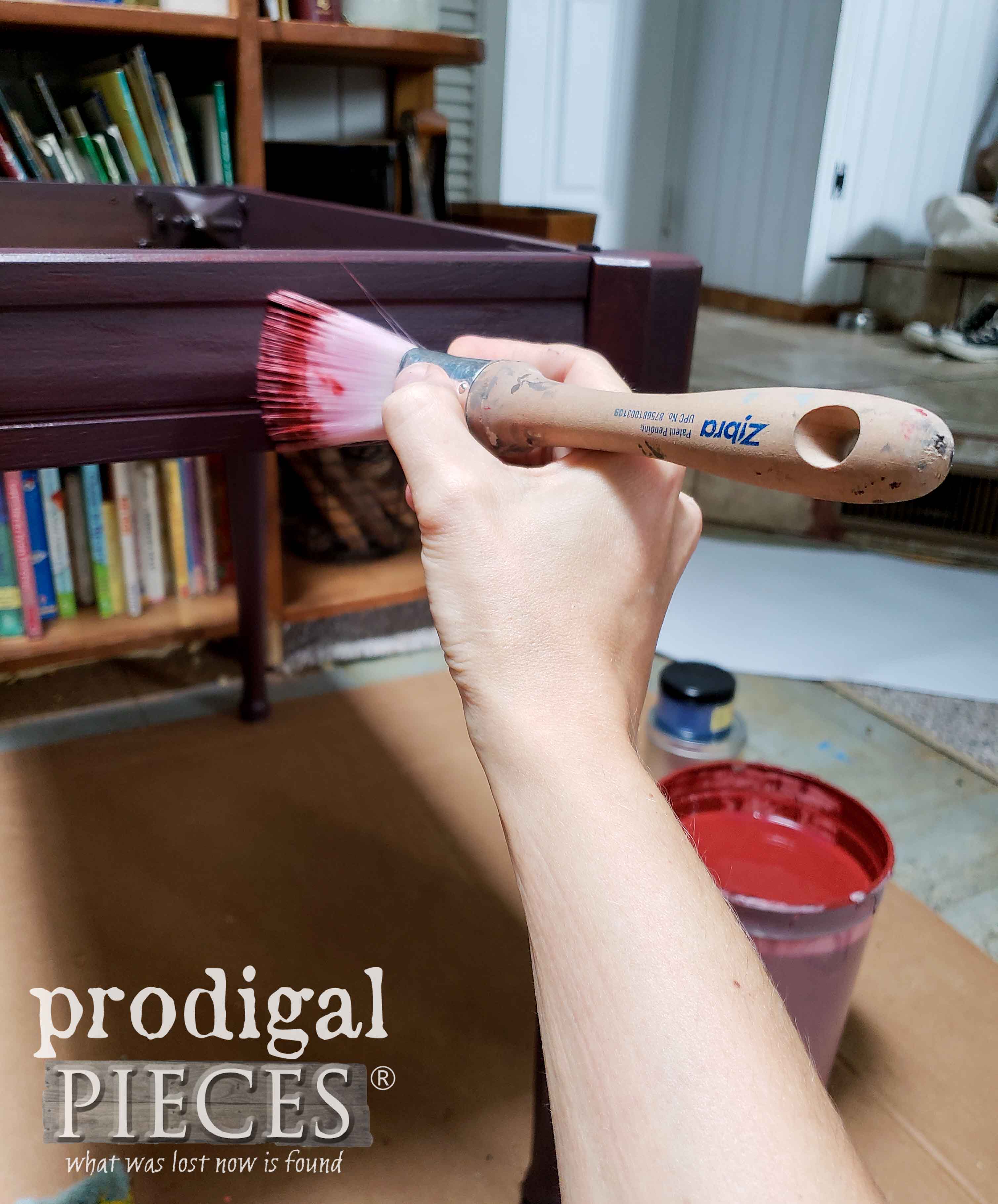 Painting Piano Bench with Zibra Paint Brush by Prodigal Pieces | prodigalpieces.com
