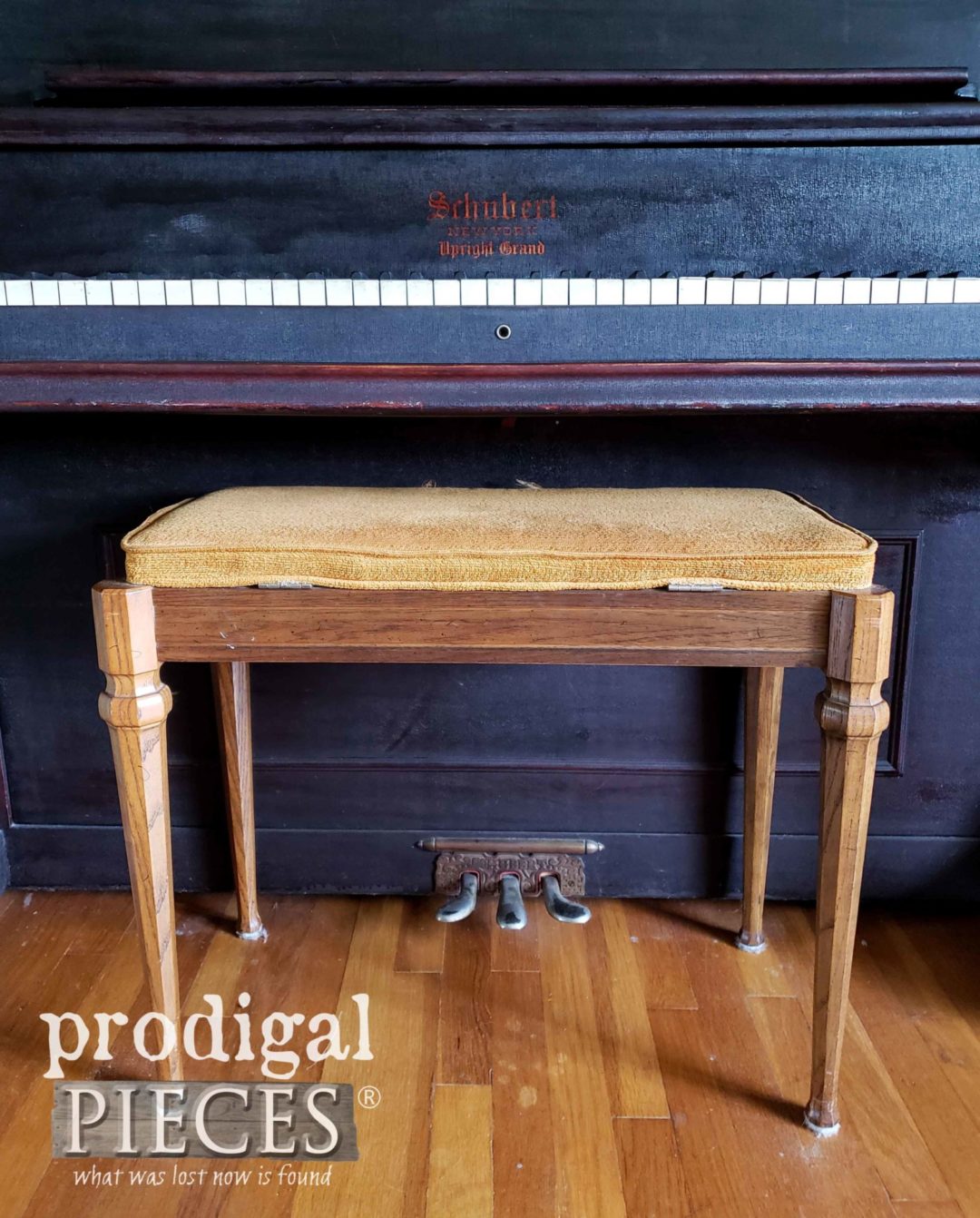 Piano Bench Makeover with DIY Furniture Lazy Susan Prodigal Pieces