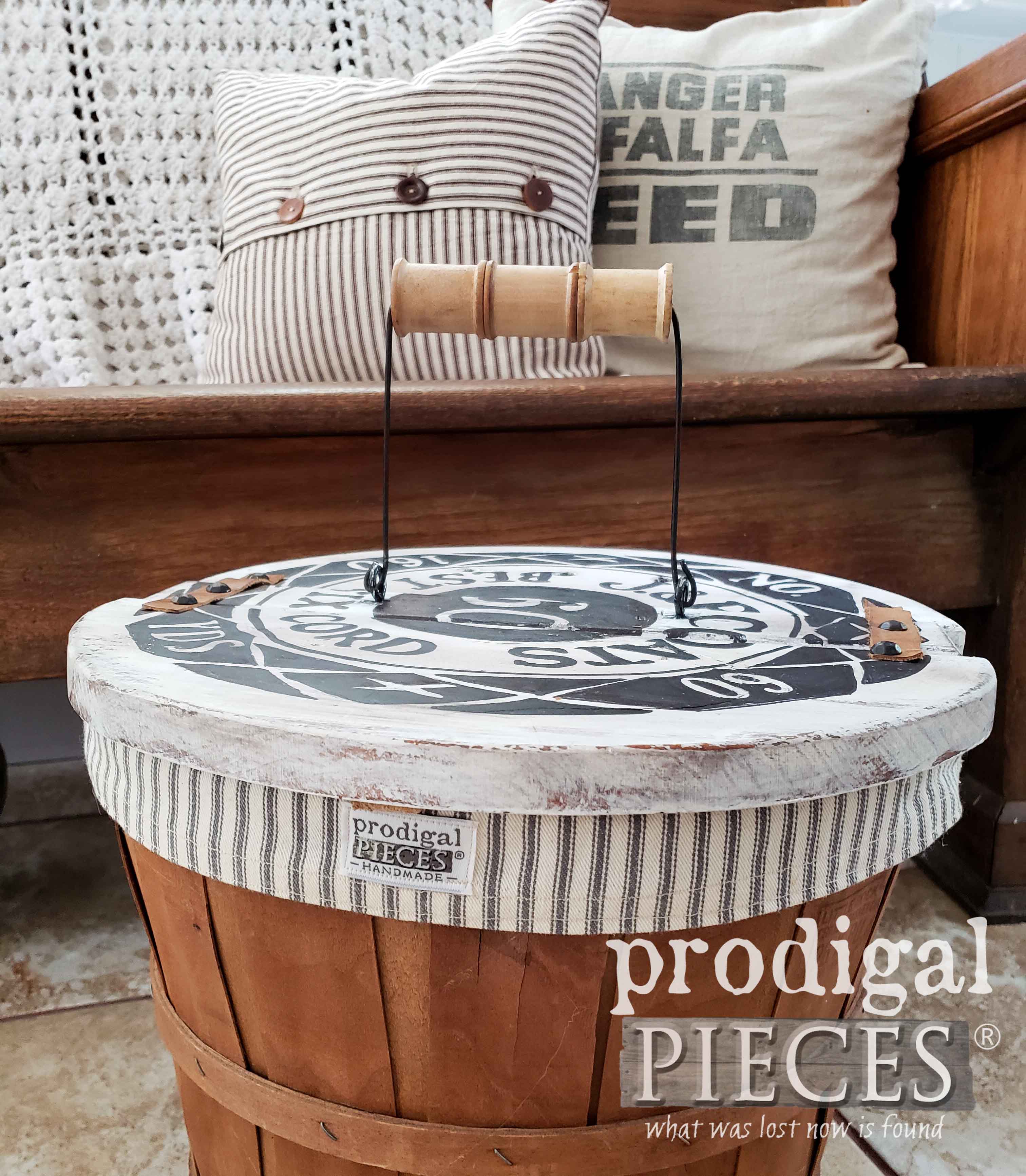 Rustic Handmade Sewing Basket with Built-In Notion Storage and Yarn Holders by Larissa of Prodigal Pieces | prodigalpieces.com