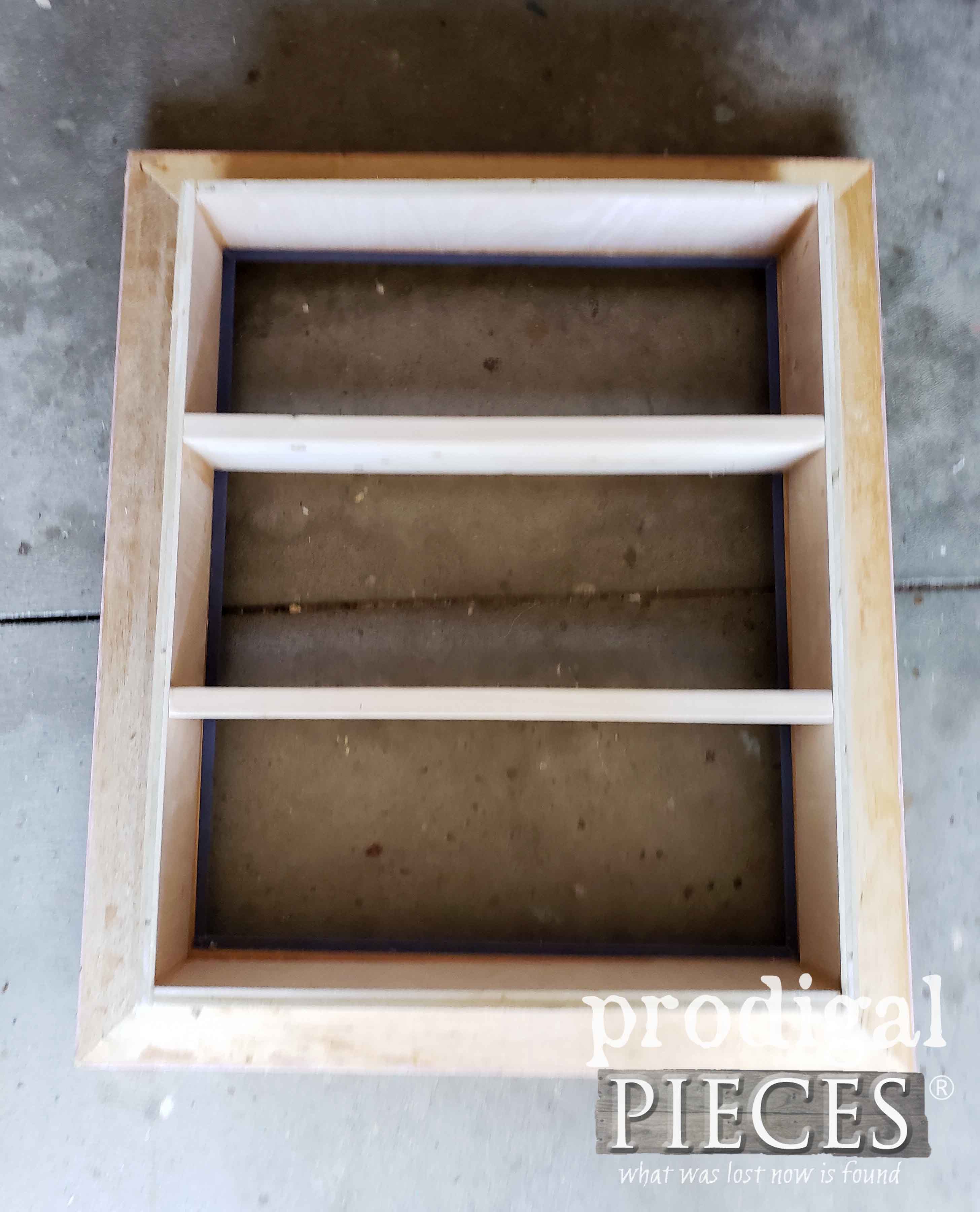 Repurposed Picture Frame Shelf Assembly Dry Fit | prodigalpieces.com
