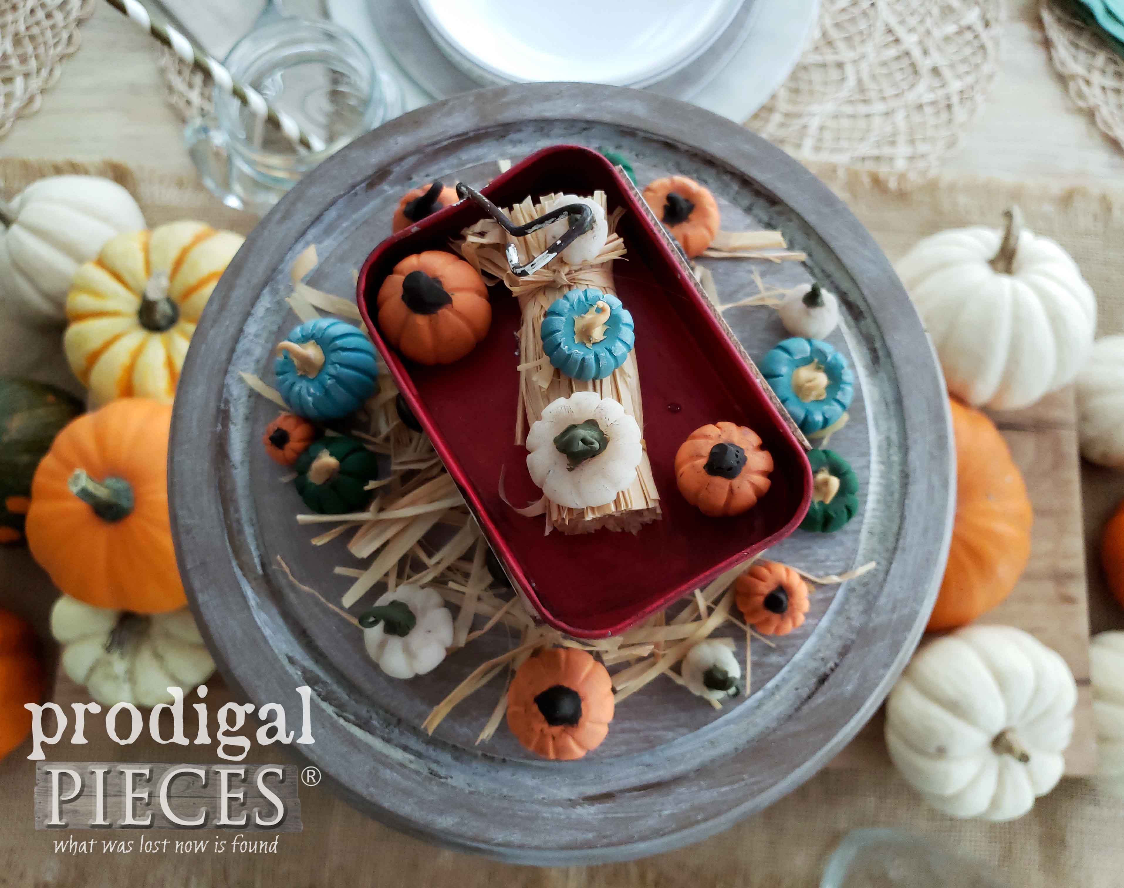 Absolutely Cute Mini Red Altoid Tin Wagon with Handmade Sculpey Pumpkins by Larissa of Prodigal Pieces | prodigalpieces.com