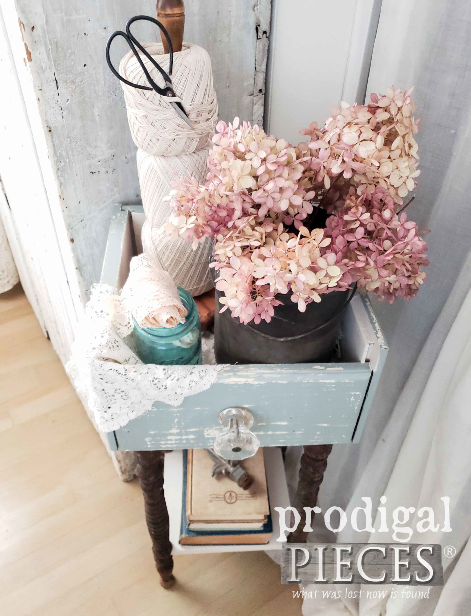 Top View of Handmade Upcycled Plant Stand by Larissa of Prodigal Pieces | prodigalpieces.com