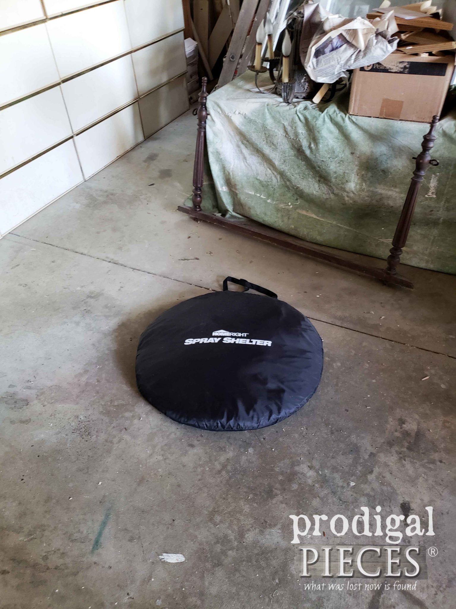 Collapsed HomeRight Medium Spray Shelter ~ Easy Storage | prodigalpieces.com
