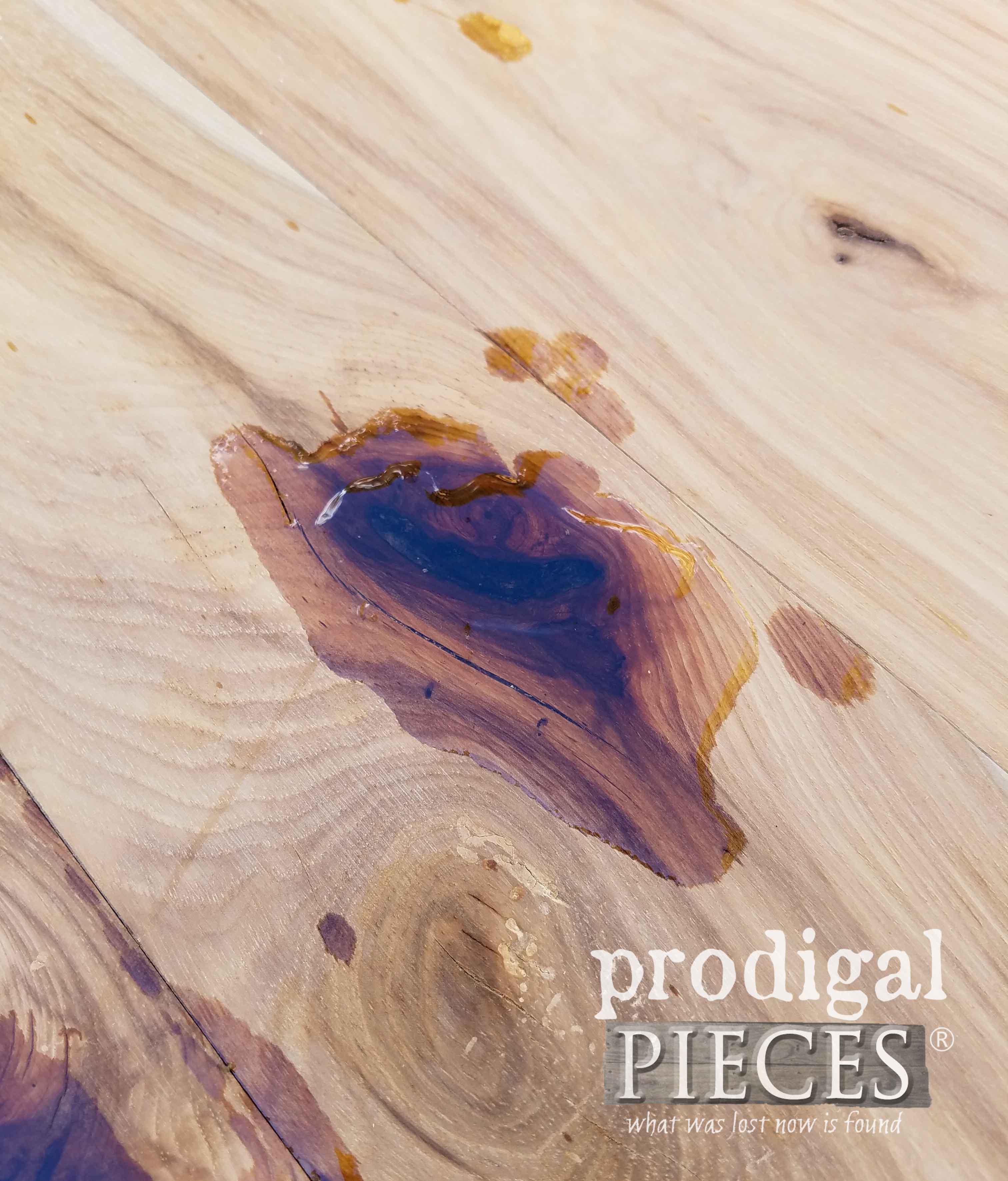 Filled Reclaimed Wood Hole with Epoxy | prodigalpieces.com