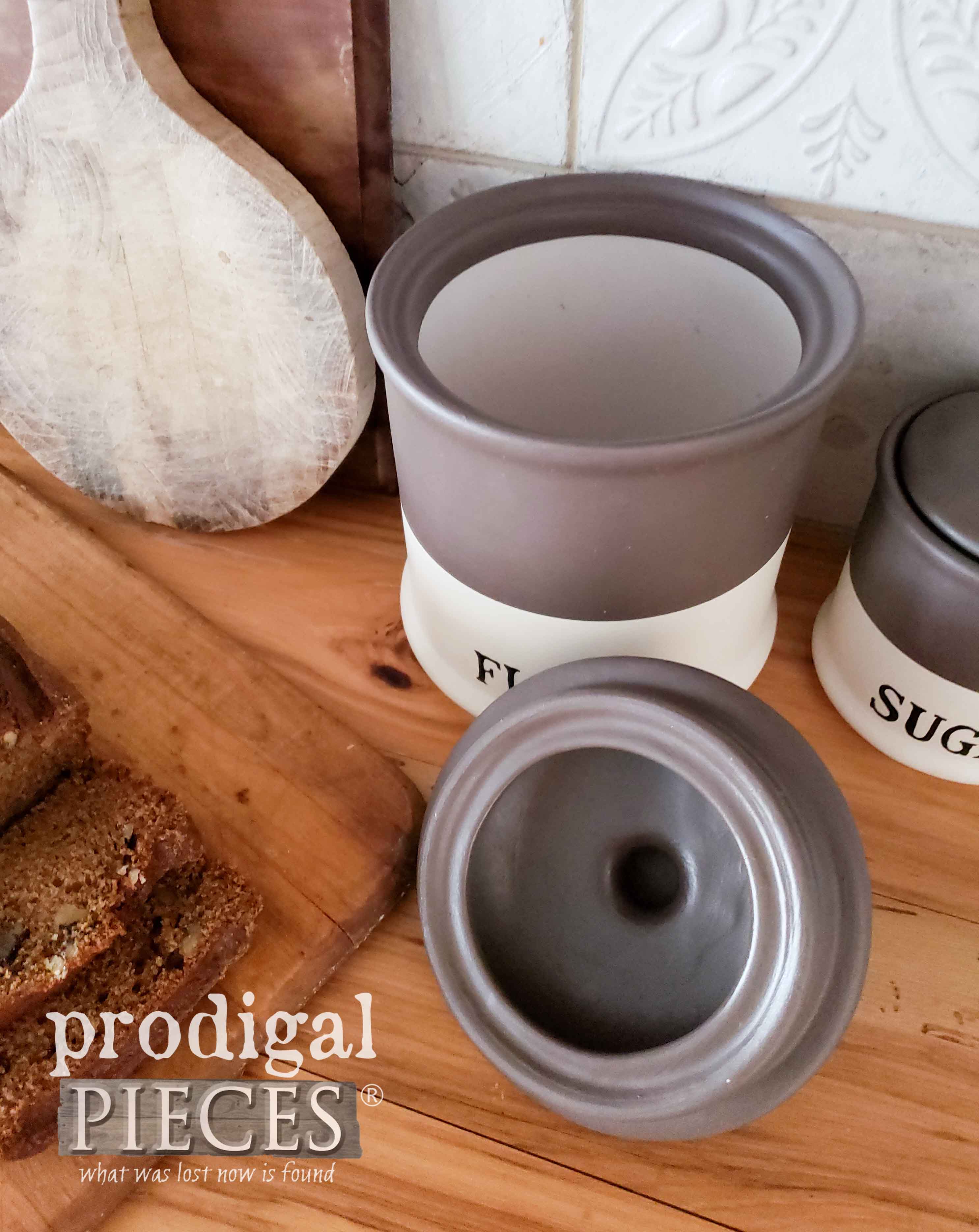 Painted Interior of Farmhouse Kitchen Canister | prodigalpieces.com