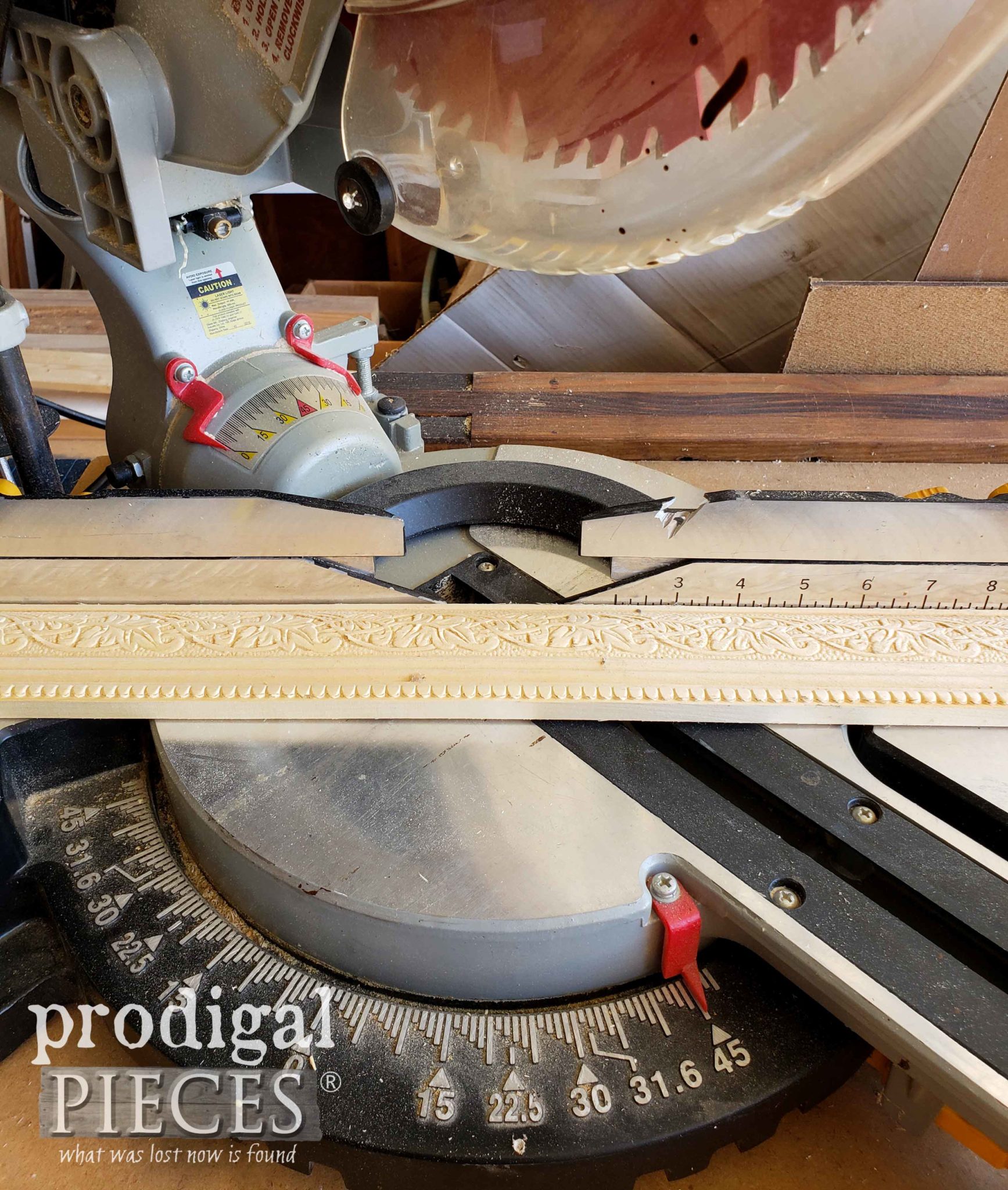 Using Miter Saw to Cut Scrap Wood | prodigalpieces.com