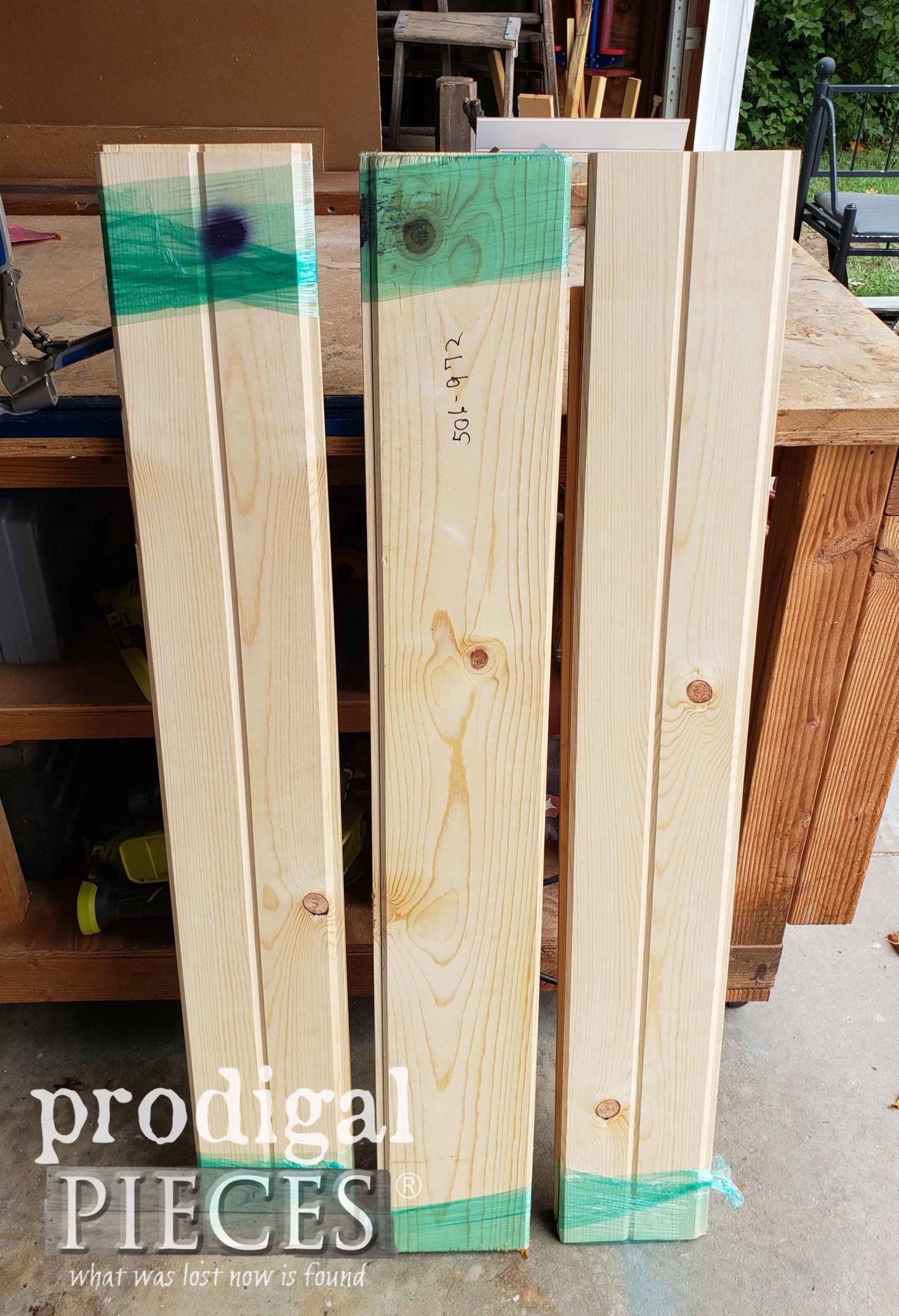 Raw Pine Tongue and Groove Planks for DIY Antique Store Sign | prodigalpieces.com