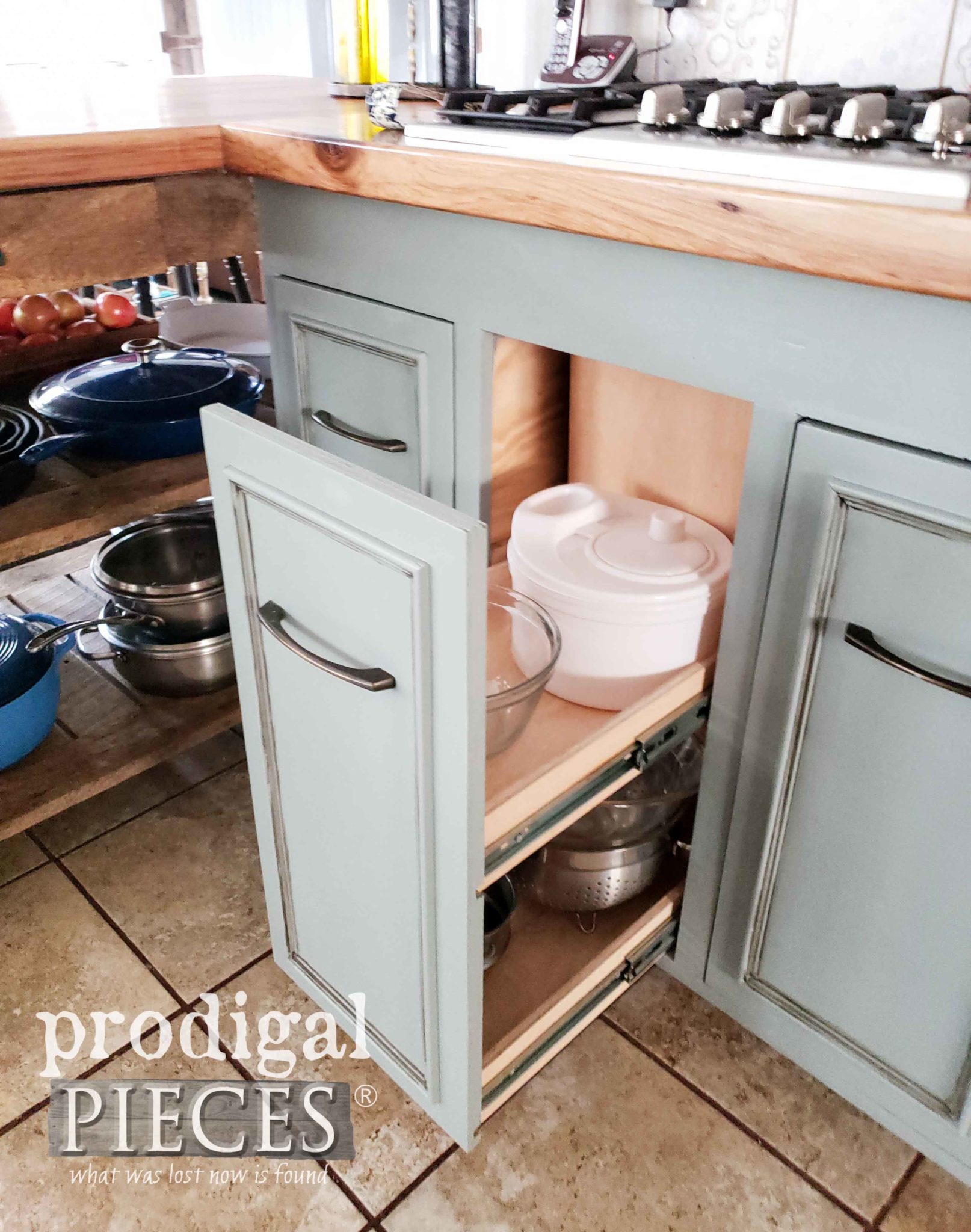 Stacked Drawer in Custom Kitchen Cabinet in Farmhouse Kitchen Remodel | Prodigal Pieces | prodigalpieces.com