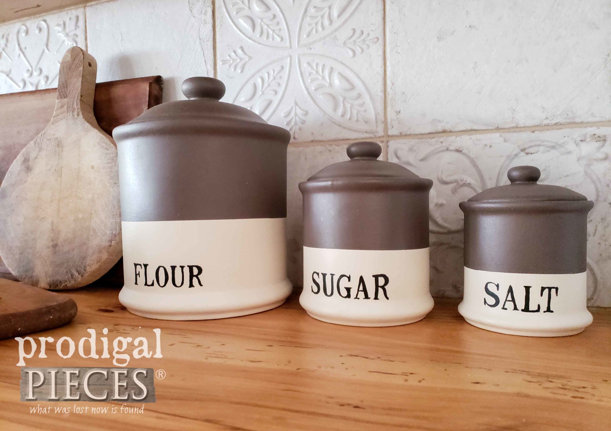 Upcycled Thrift Store Kitchen Canisters with DIY tutorial by Larissa of Prodigal Pieces | prodigalpieces.com