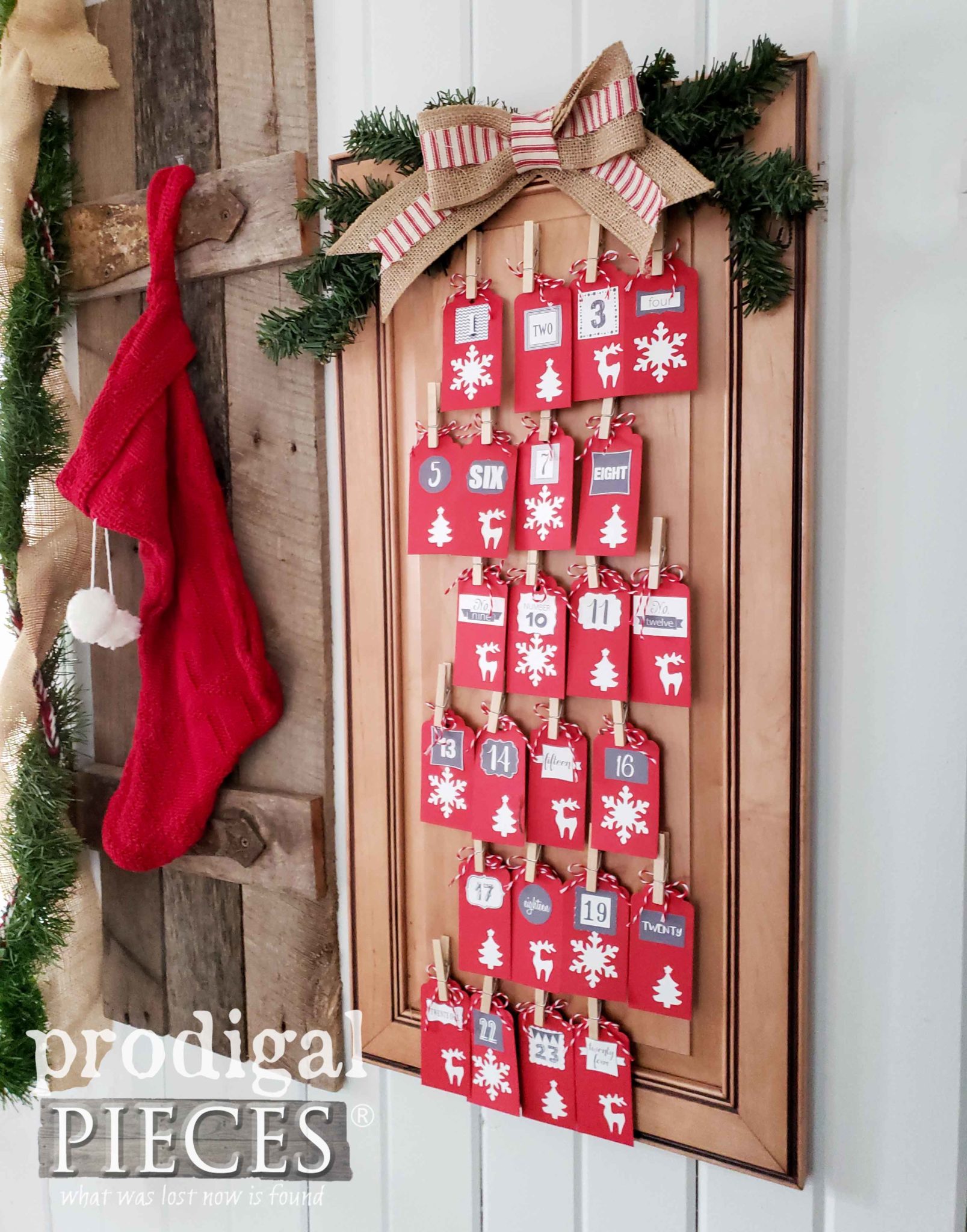 Handmade Farmhouse Style Christmas Advent Calendar with Blessings Tags by Prodigal Pieces Kids Create | prodigalpieces.com