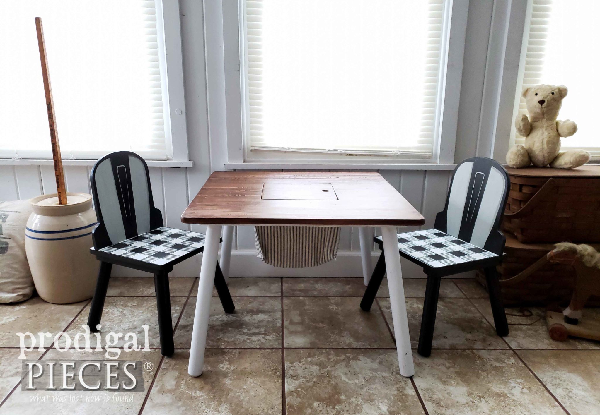 A Winnie the Pooh Kids Play Table gets Modern Farmhouse Makeover with Video Tutorial by Larissa of Prodigal Pieces | prodigalpieces.com #prodigalpieces