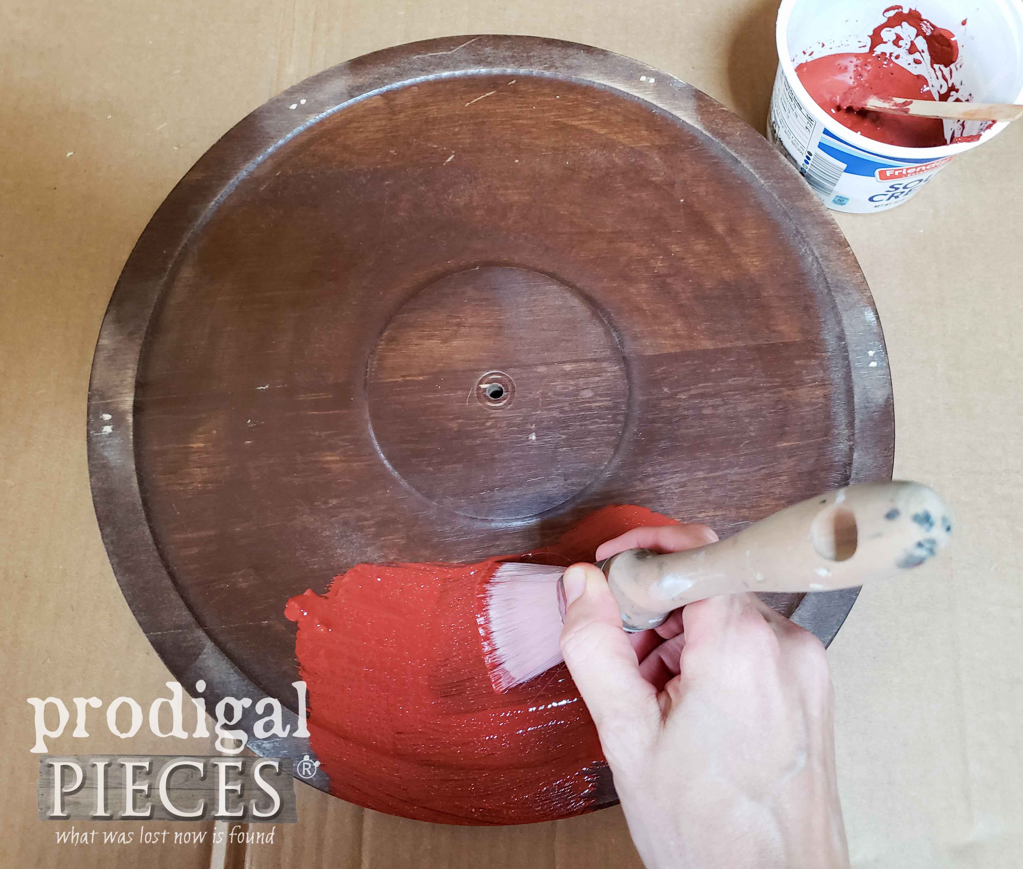 Red Milk Paint for Repurposed Wall Clock | Farmhouse Style | prodigalpeices.com