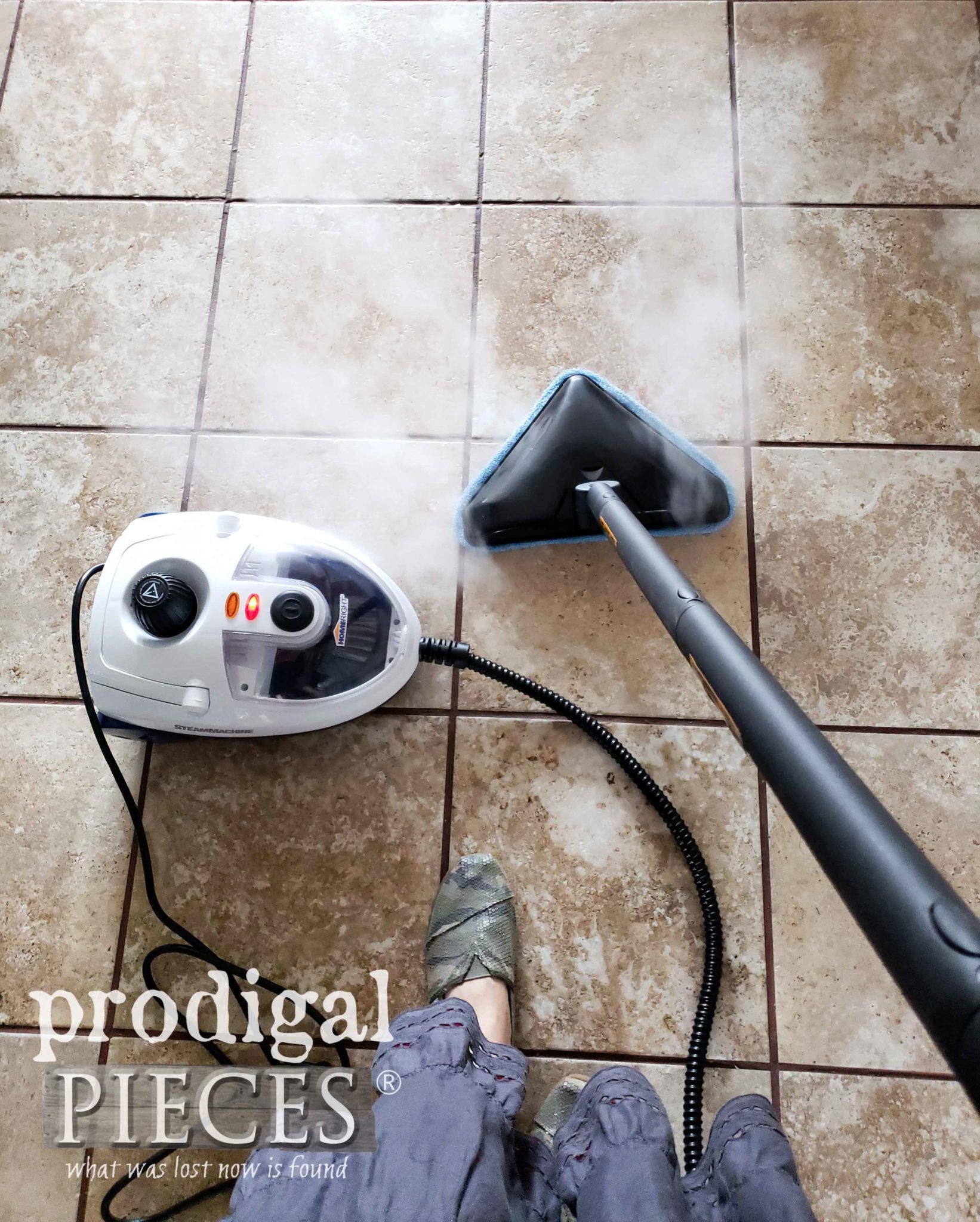 Steam Cleaning Tile Floor and Grout with HomeRight SteamMachine Elite | prodigalpieces.com