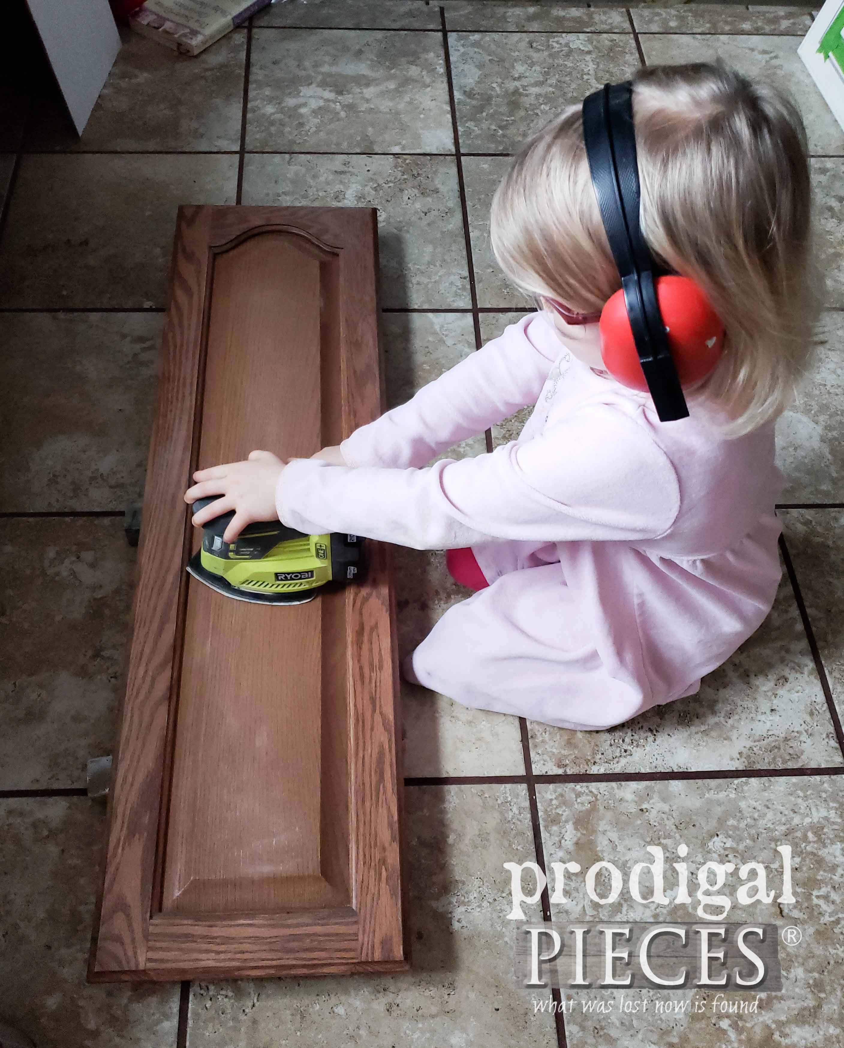Toddler Sanding Cupboard Door | prodigalpieces.com
