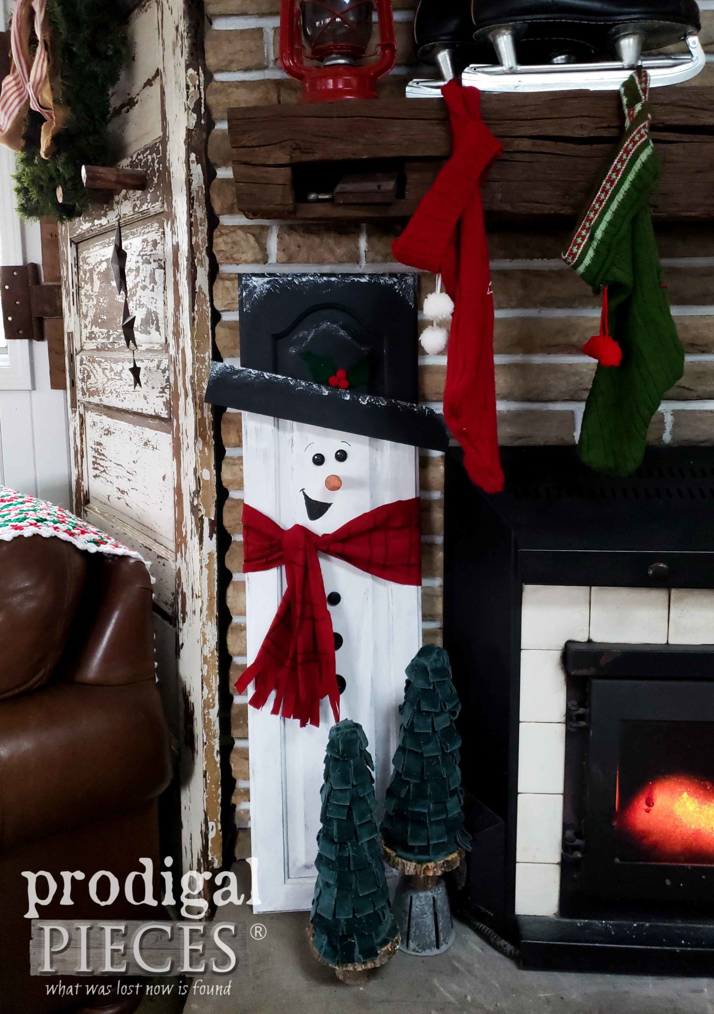 Upcycled Cupboard Door Snowman with Tutorial by Prodigal Pieces Kids Create | prodigalpieces.com