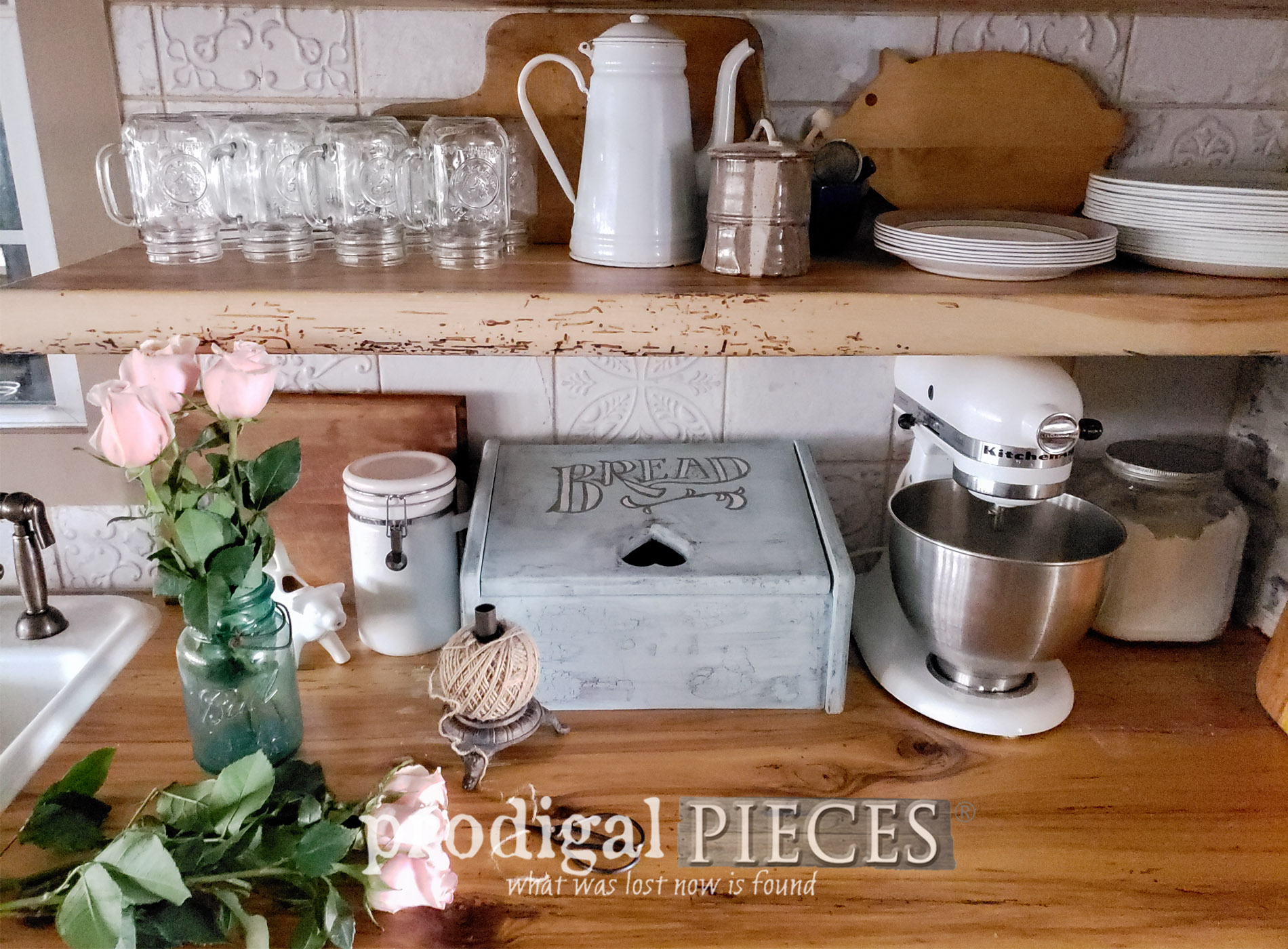 Featured Upcycled Charging Station Created by Using a Vintage Bread Box | Video tutorial by Larissa of Prodigal Pieces | prodigalpieces.com