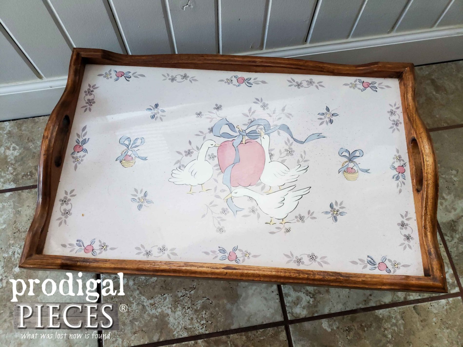 Vintage Bed Tray Makeover With Paint Paper Prodigal Pieces   Bed Tray Top Before 1900x1425 