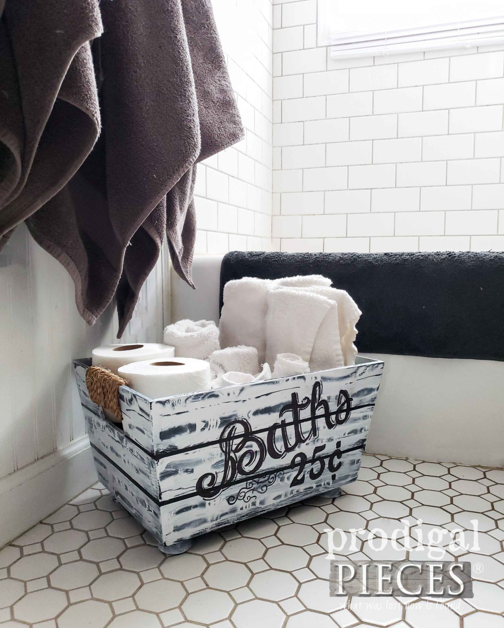 DIY Farmhouse Bathroom Towel Holder TP Holder by Larissa of Prodigal Pieces | prodigalpieces.com #prodigalpieces #diy #handmade #home #shopping #farmhouse #homedecorideas #homedecor