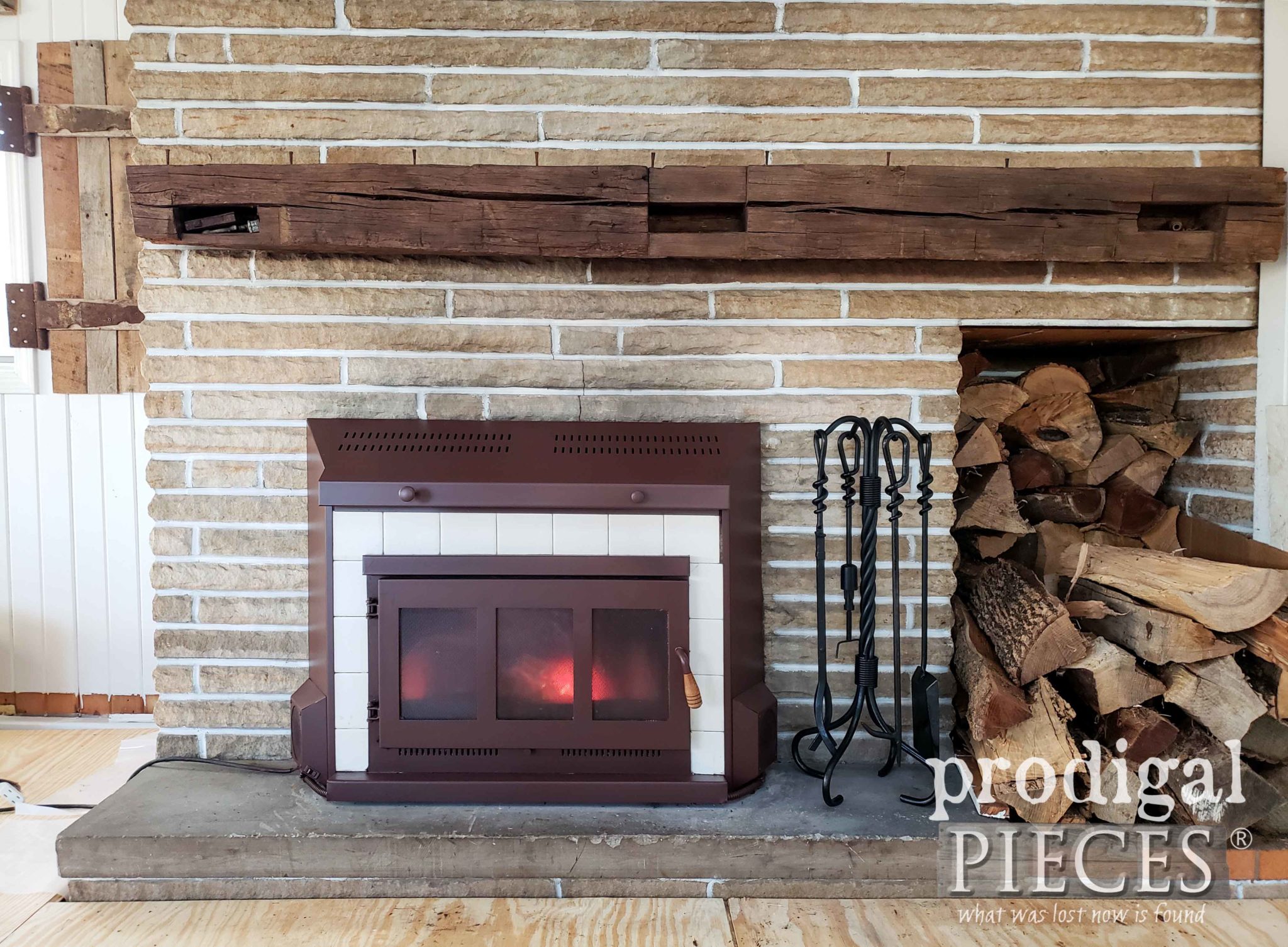Farmhouse Style Painted Fireplace Insert with full step-by-step video tutorial by Larissa of Prodigal Pieces | prodigalpieces.com #prodigalpieces #diy #video #home #homedecor #homedecorideas