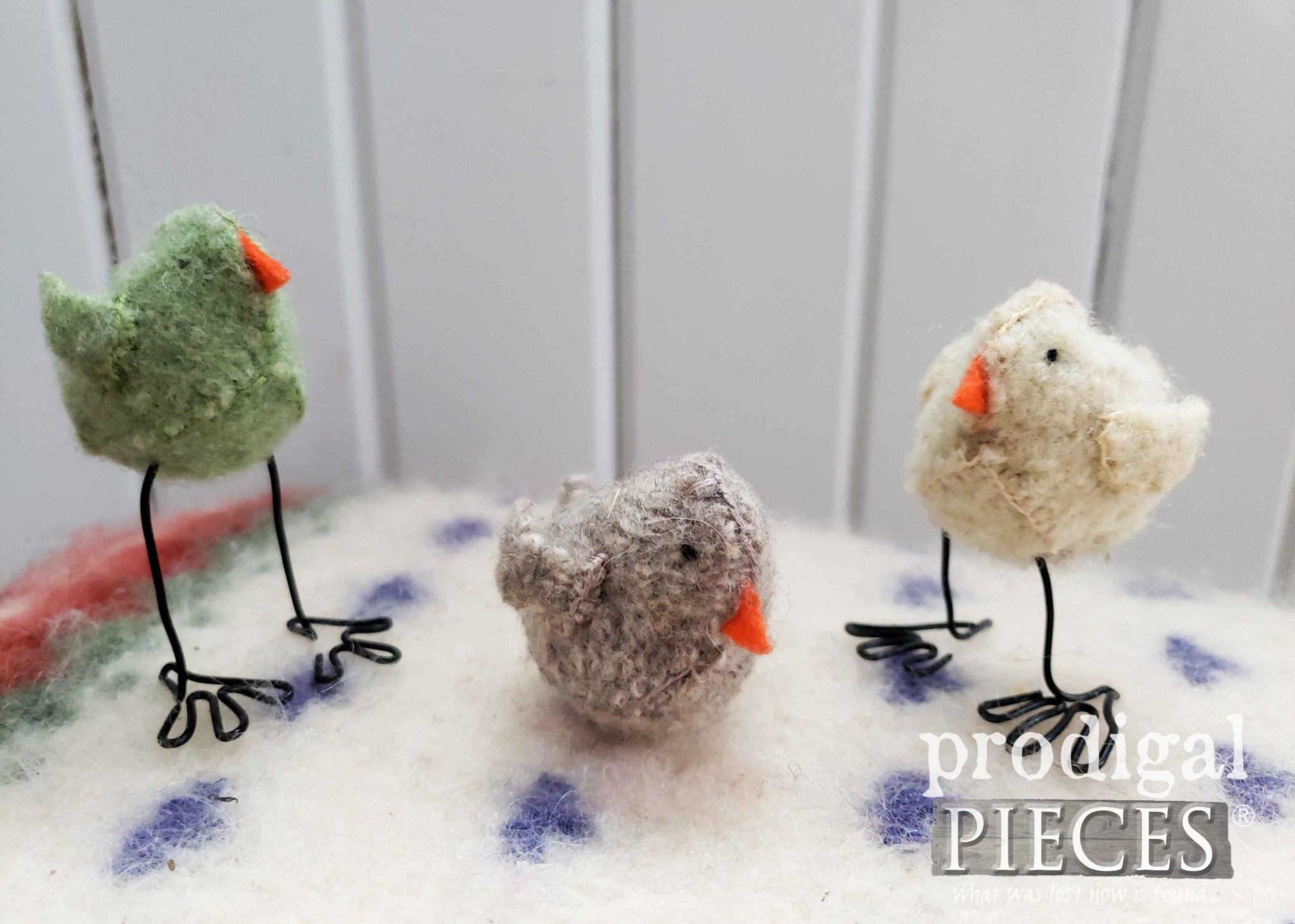 Felted Wool Birds with Wire Legs by Larissa of Prodigal Pieces | prodigalpieces.com #prodigalpieces #handmade #diy #toys