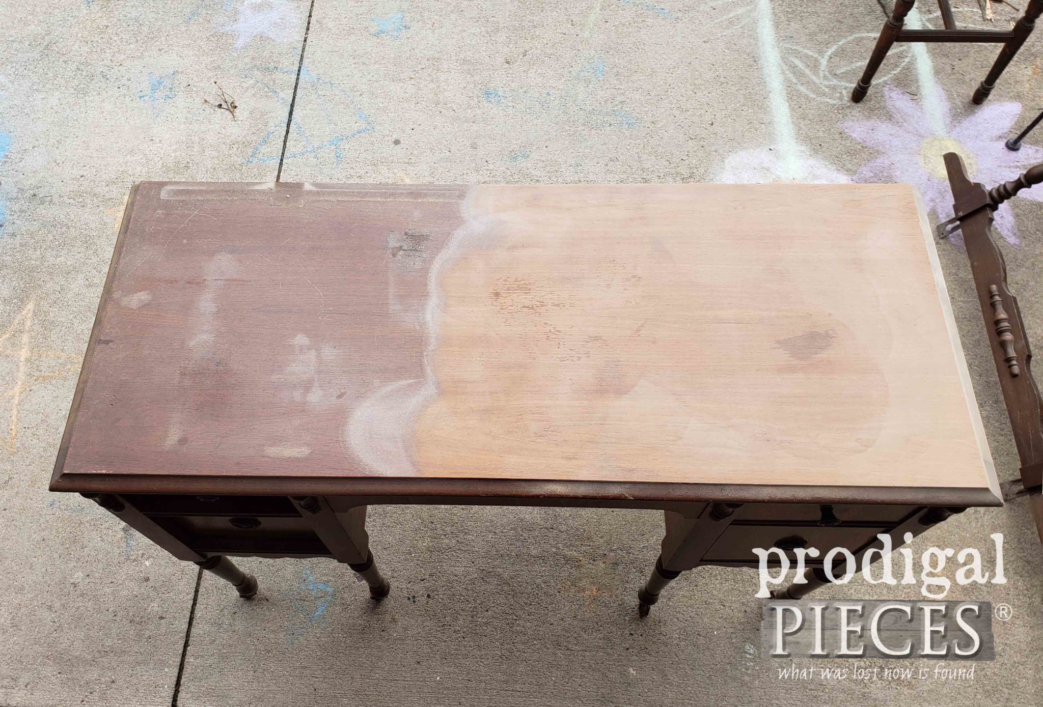 Sanding Antique Dressing Table Top | prodigalpieces.com