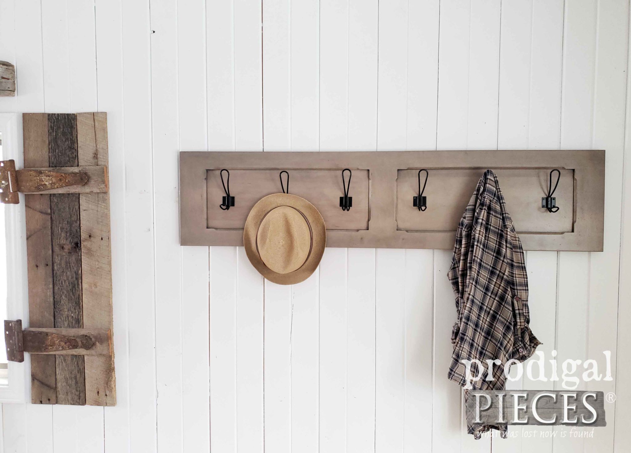 Rustic Weathered Gray Farmhouse Coat Rack Towel Rack by Larissa of Prodigal Pieces | prodigalpieces.com #prodigalpieces #handmade #farmhouse #shopping #home #homedecor #homedecorideas