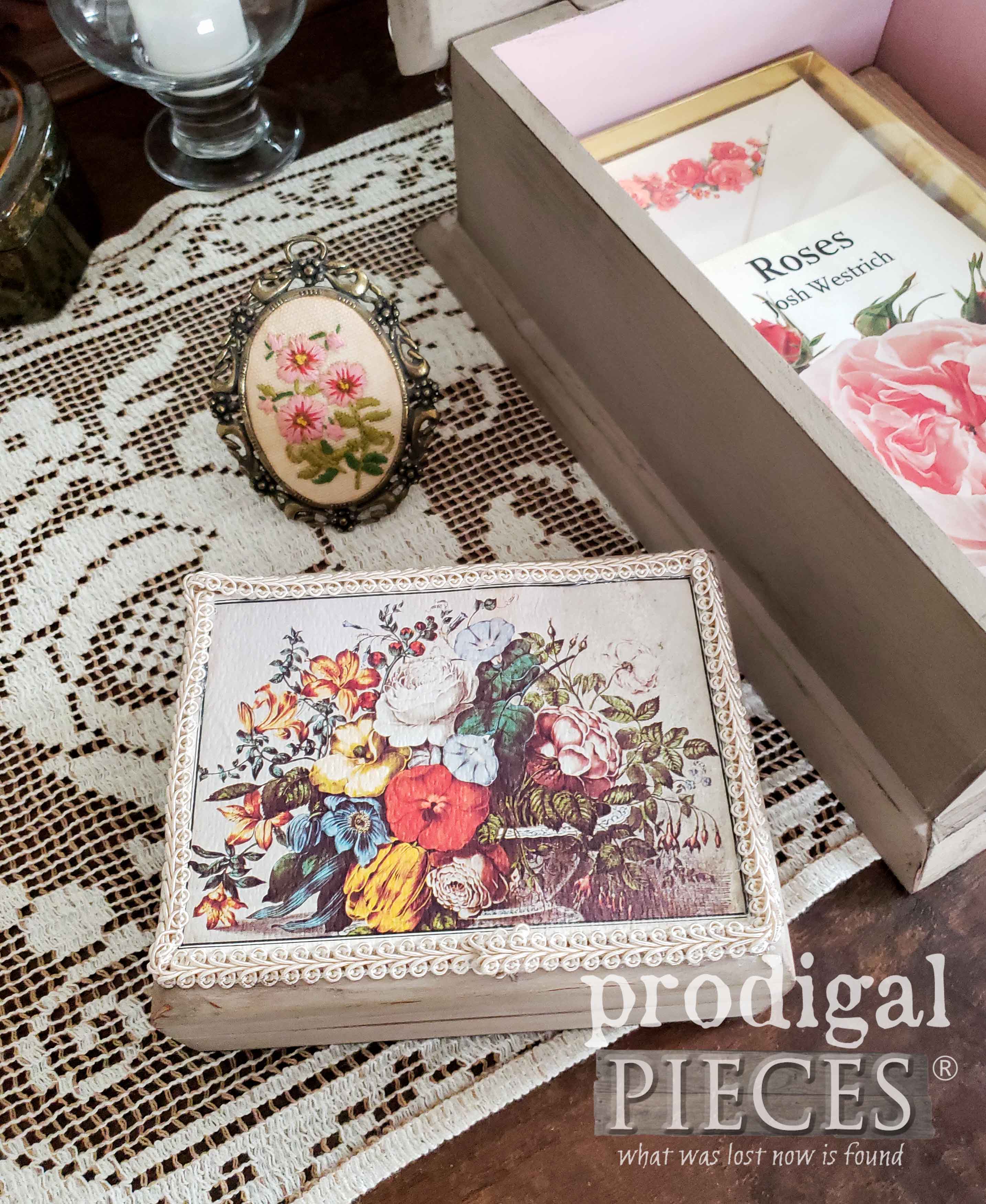 DIY Upcycled Watch Box into Vintage Style Ring Box by Larissa of Prodigal Pieces | prodigalpieces.com #prodigalpieces #handmade #diy #home #vintage #homedecor #shopping #homedecorideas