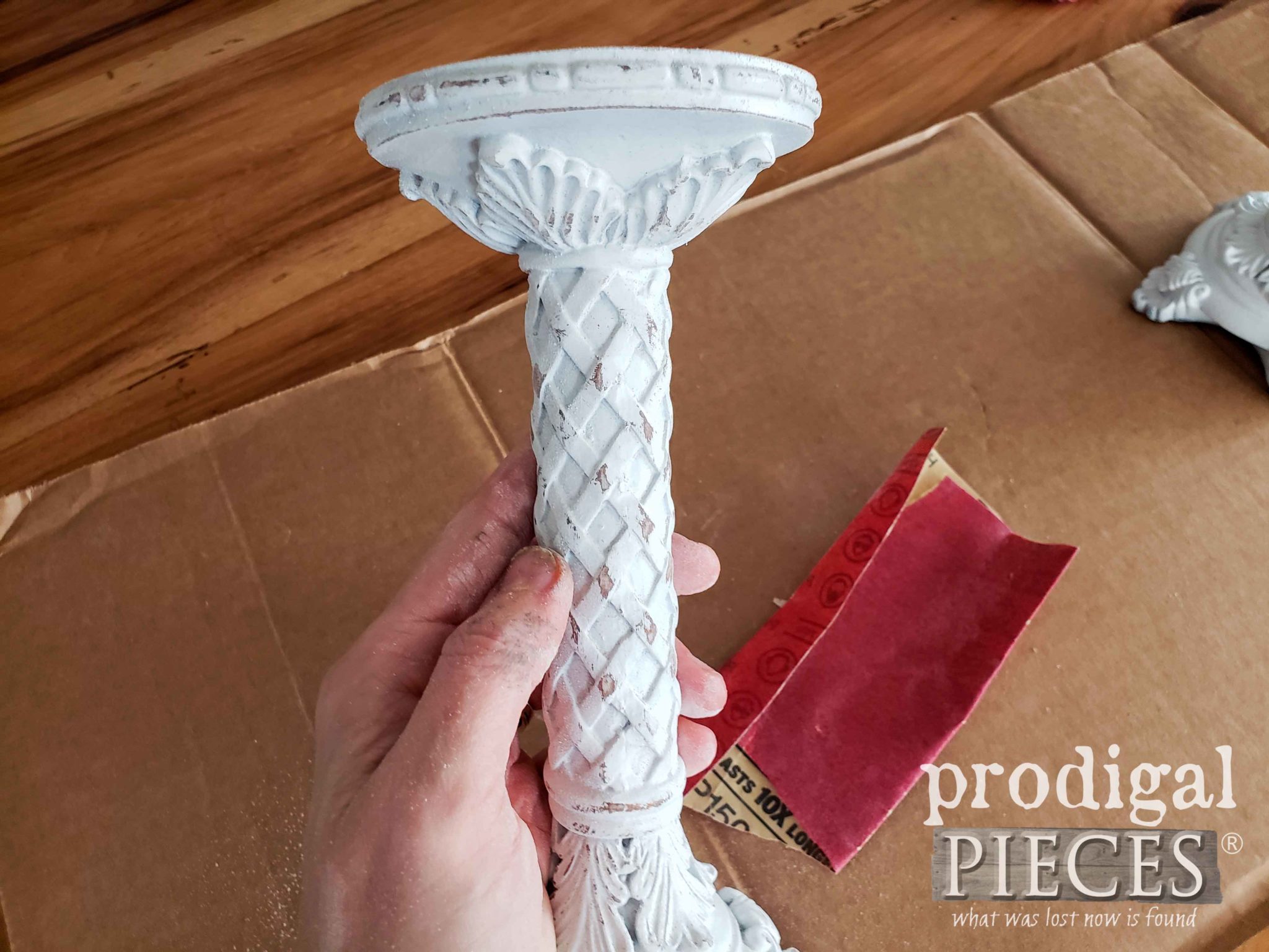 Distressed White Candle Holder | prodigalpieces.com