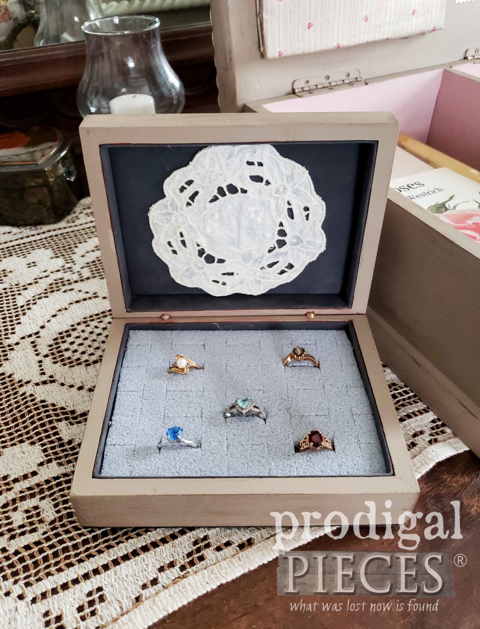 DIY Upcycled Ring Storage Box for a Thrifty Makeover by Larissa of Prodigal Pieces | Vintage Style at prodigalpieces.com #prodigalpieces #diy #handmade #home #vintage #homedecor #shopping #homedecorideas