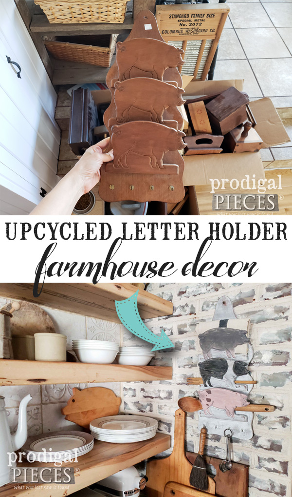 From dated vintage to farmhouse decor, this upcycled letter holder has whimsy and function. See the DIY video tutorial by Larissa of Prodigal Pieces at prodigalpieces.com #prodigalpieces #diy #farmhouse #home #vintage #homedecor #homedecorideas
