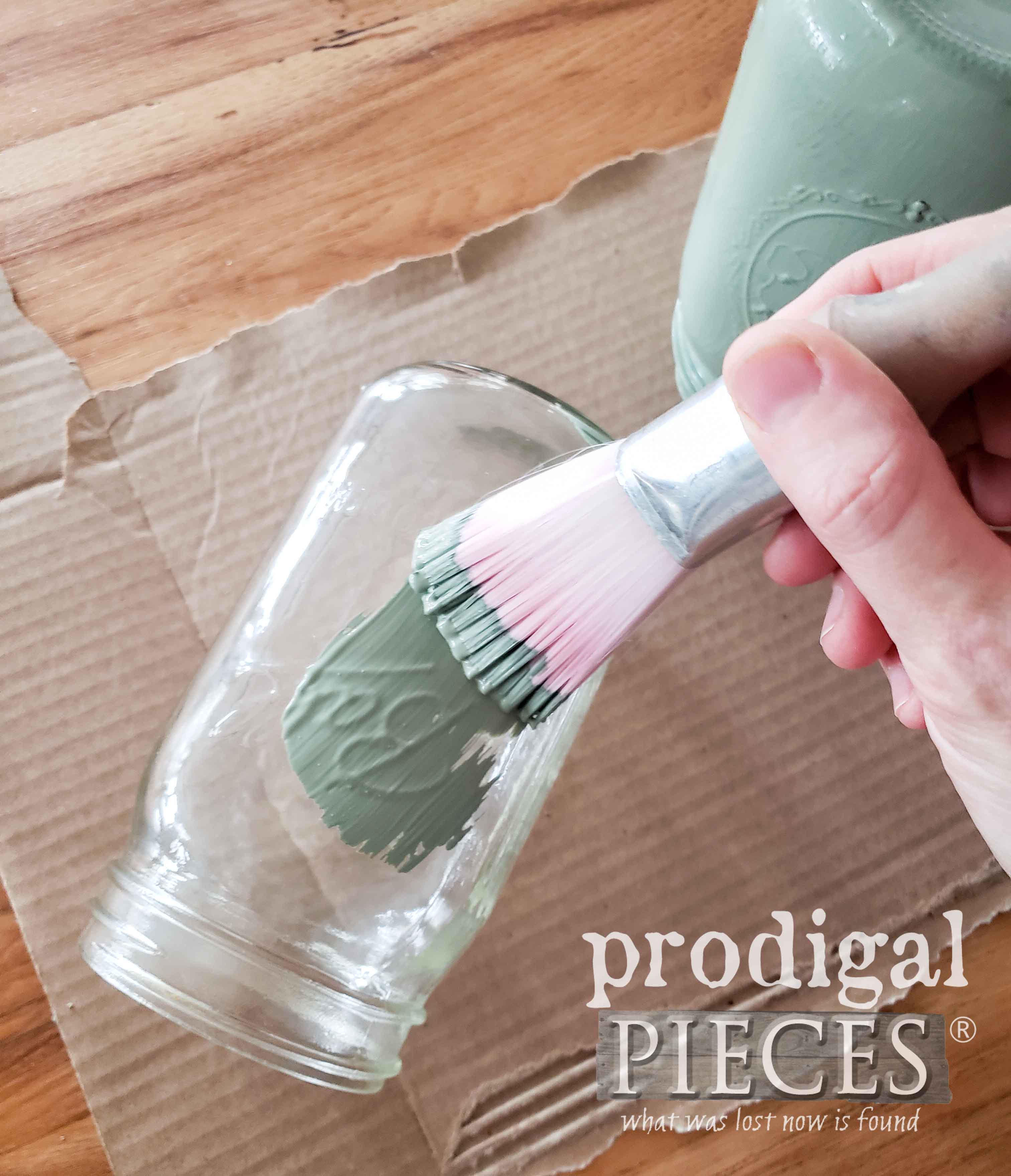 Painting Ball Canning Jar with Zibra Fan Brush | prodigalpieces.com